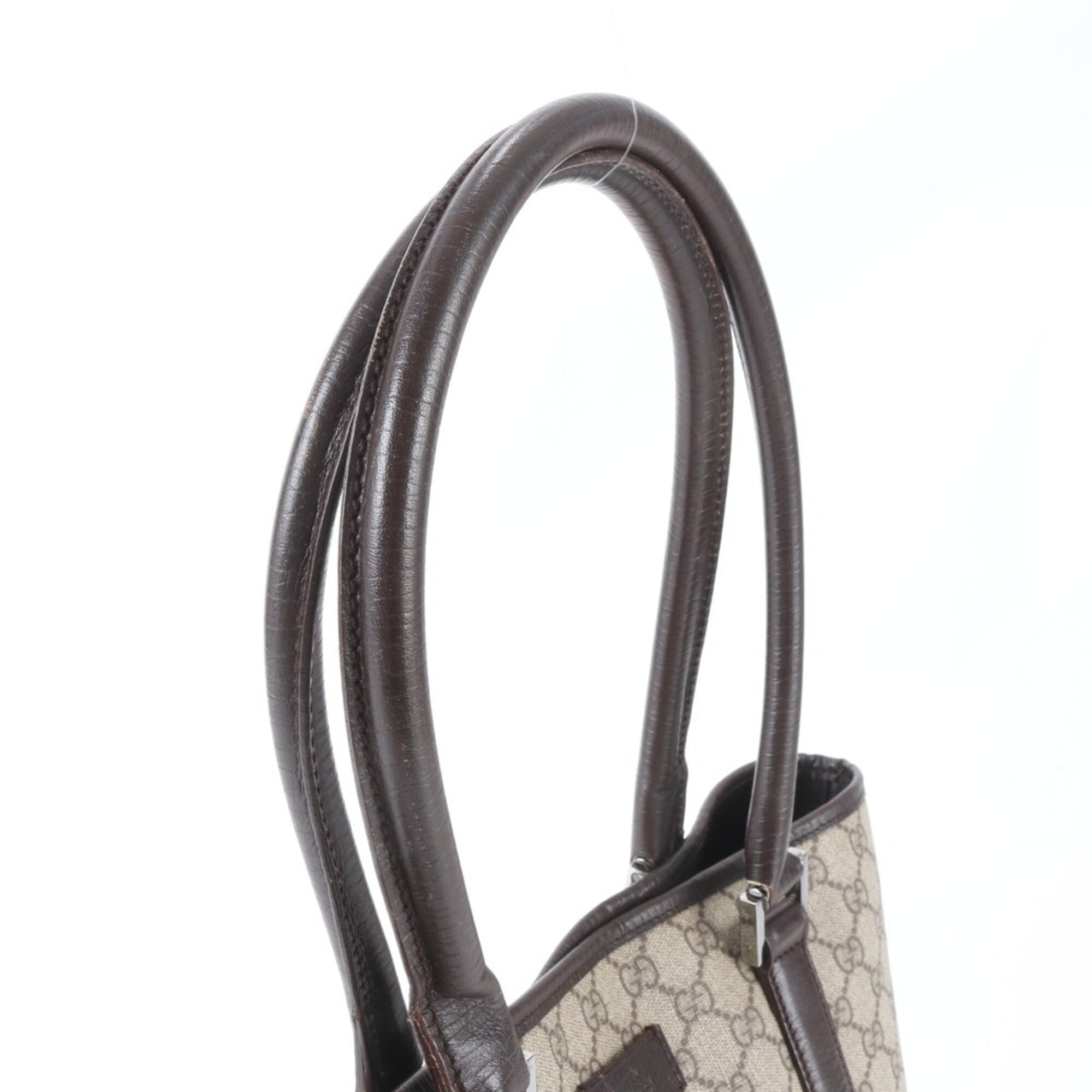 Gucci Beige Brown Leather Coated Canvas Handbag Shoulder Bag Tote Bag (Pre-Owned)