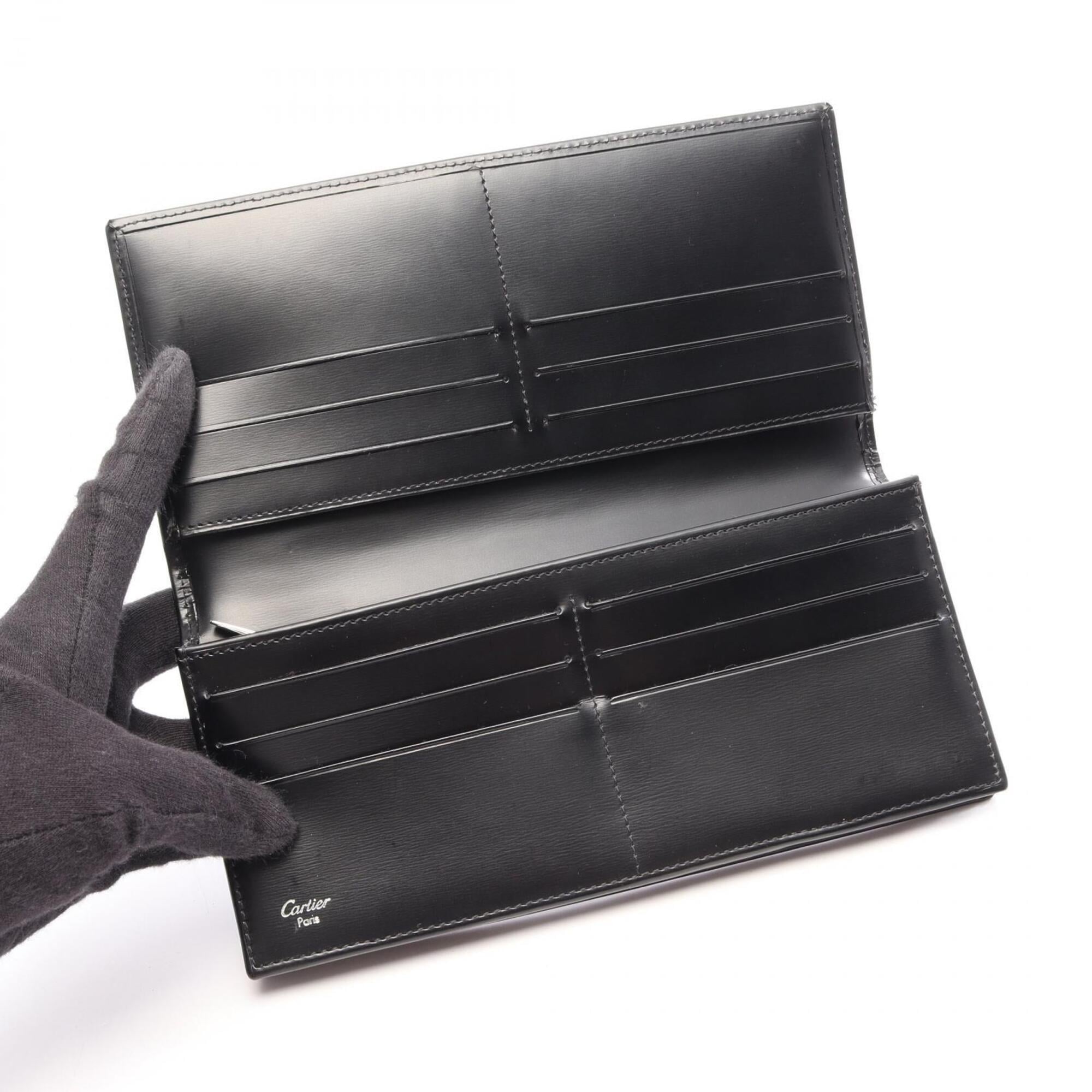 Cartier Black Leather Long Wallet (Bi-Fold) (Pre-Owned)