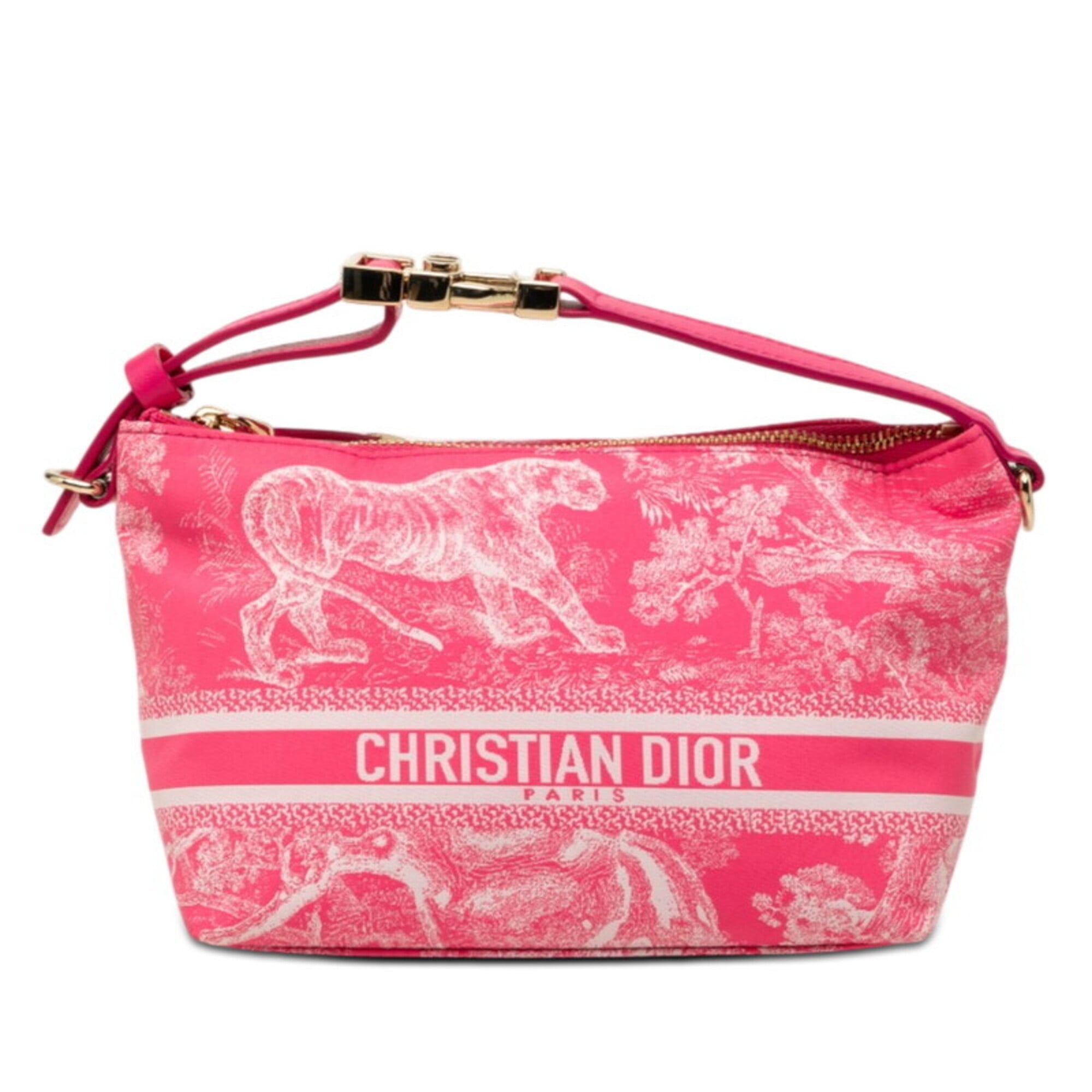 Christian Dior Pink Leather Canvas Handbag Pouch (Pre-Owned)