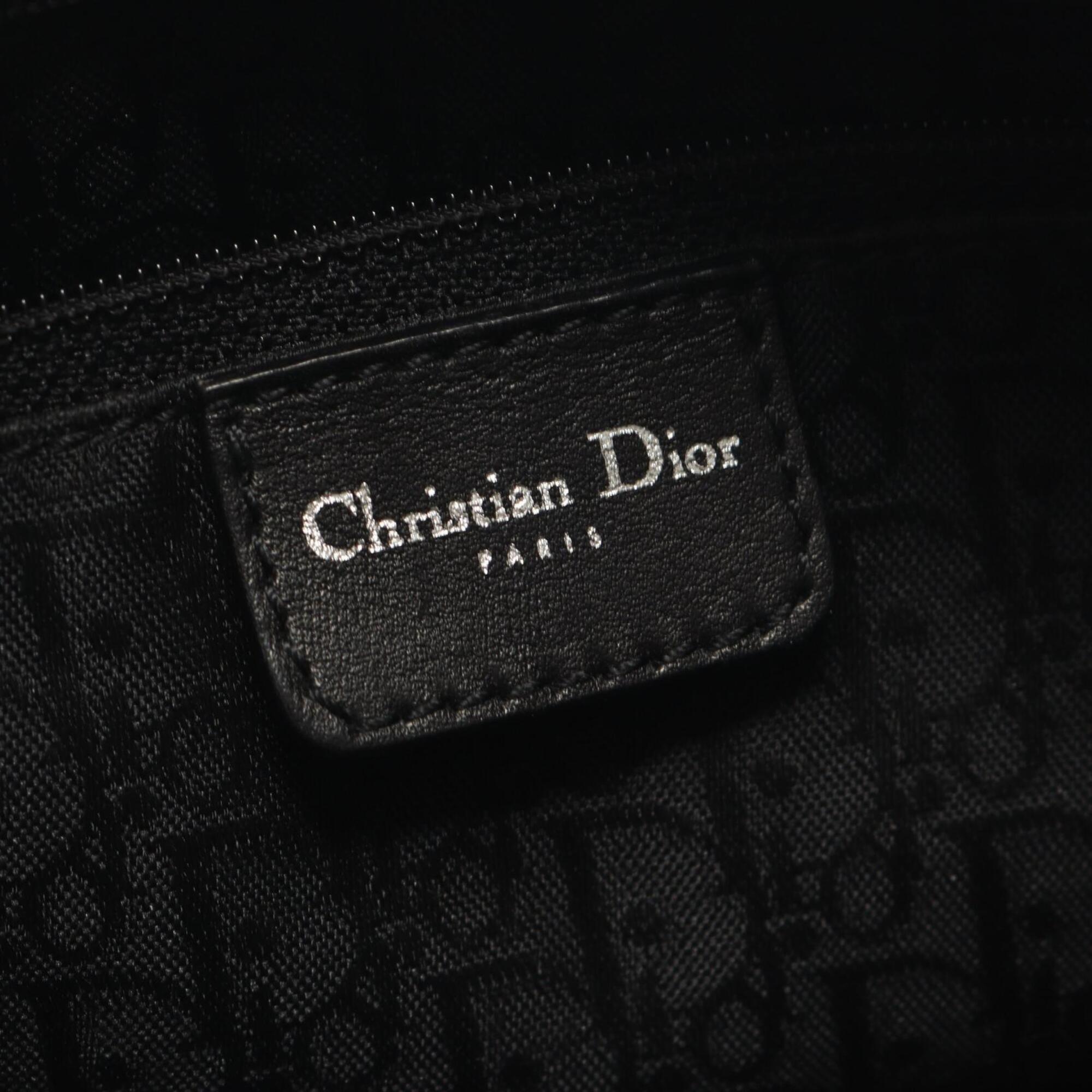 Christian Dior Black Leather Nylon Canvas Handbag (Pre-Owned)