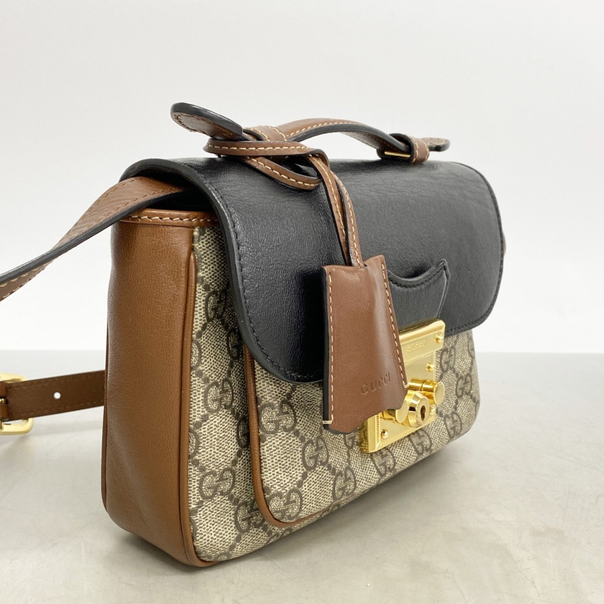 Gucci Beige Black Brown Pvc Handbag (Pre-Owned)