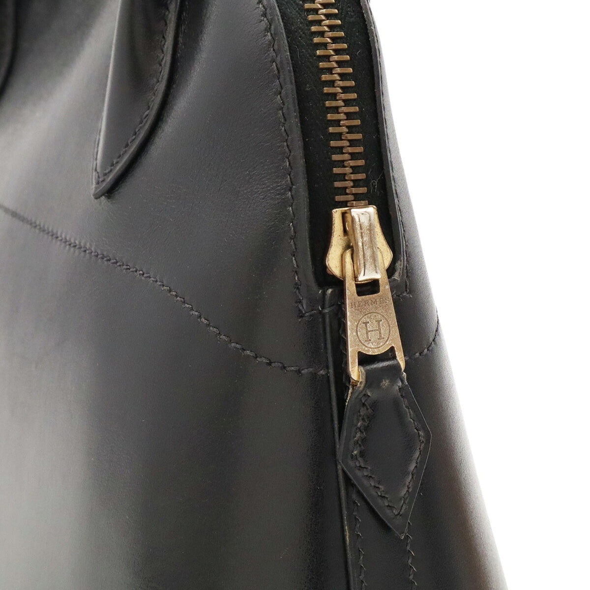 Hermes Black Box Calf Leather Handbag Pochette Shoulder Bag (Pre-Owned)