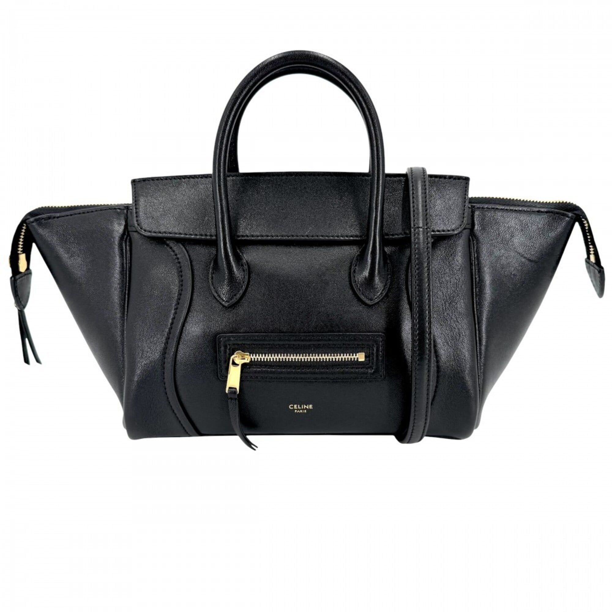 Celine Black Leather Handbag Shoulder Bag (Pre-Owned)