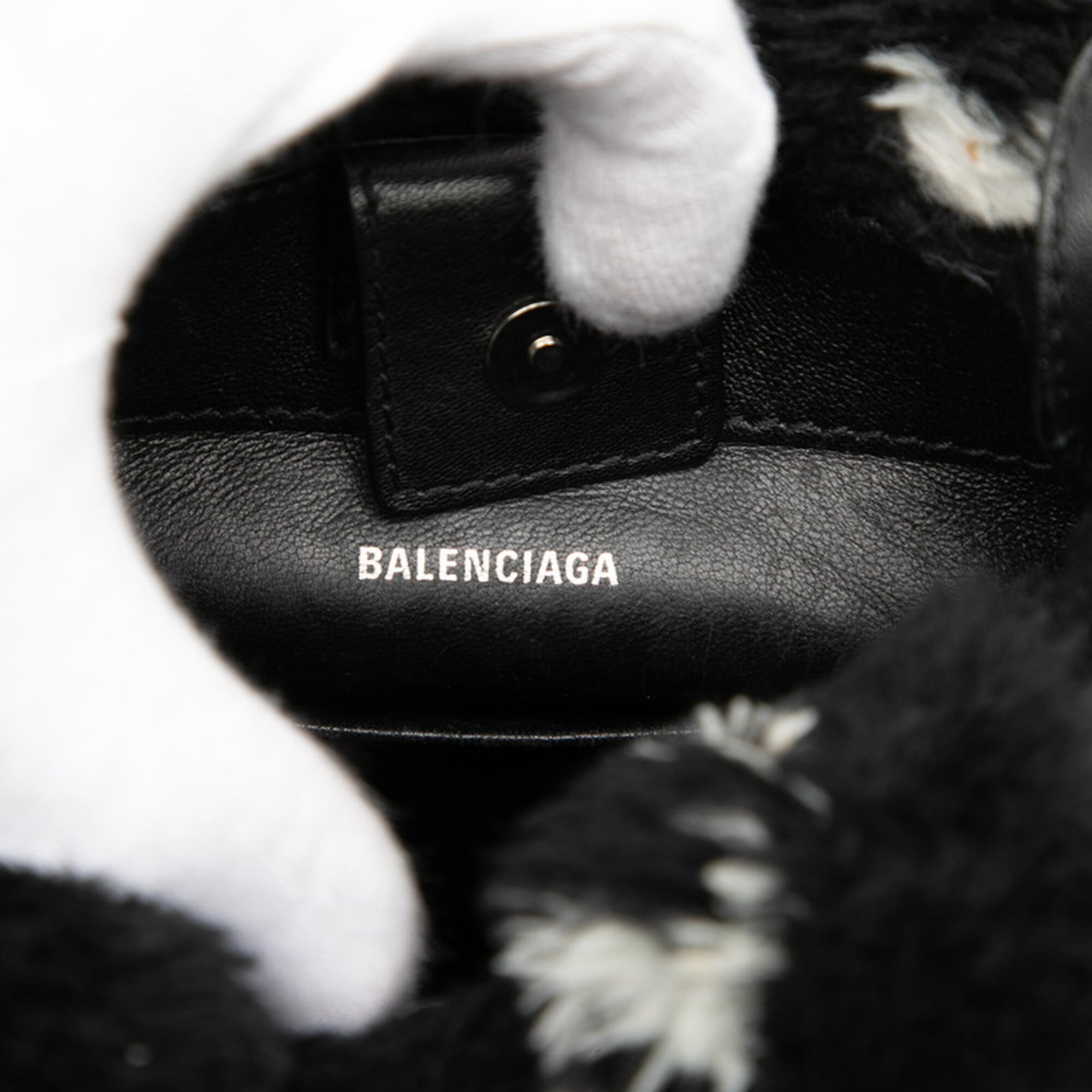 Balenciaga Black Faux Fur Handbag Shoulder Bag (Pre-Owned)
