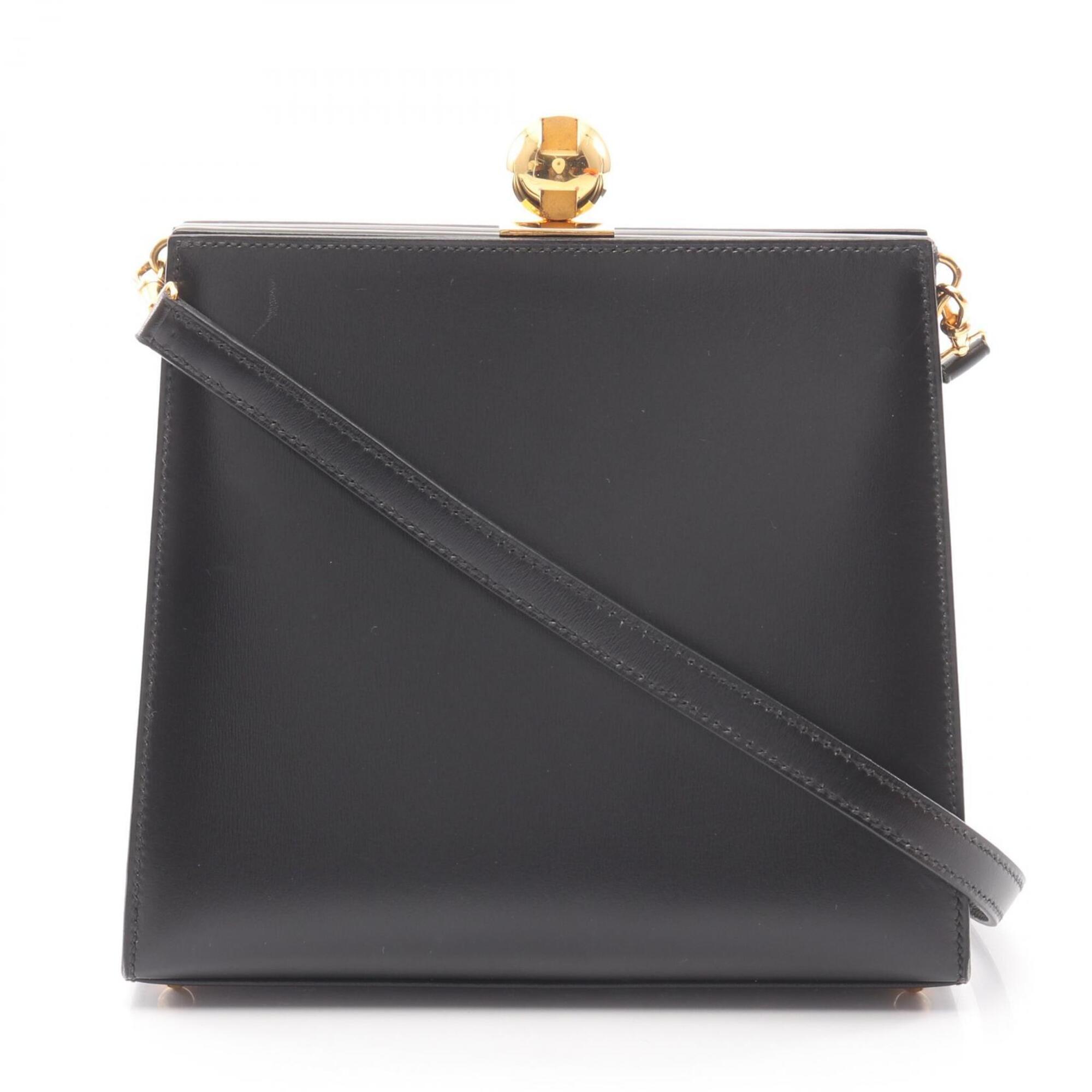 Hermes Black Box Calf Leather Handbag Shoulder Bag (Pre-Owned)