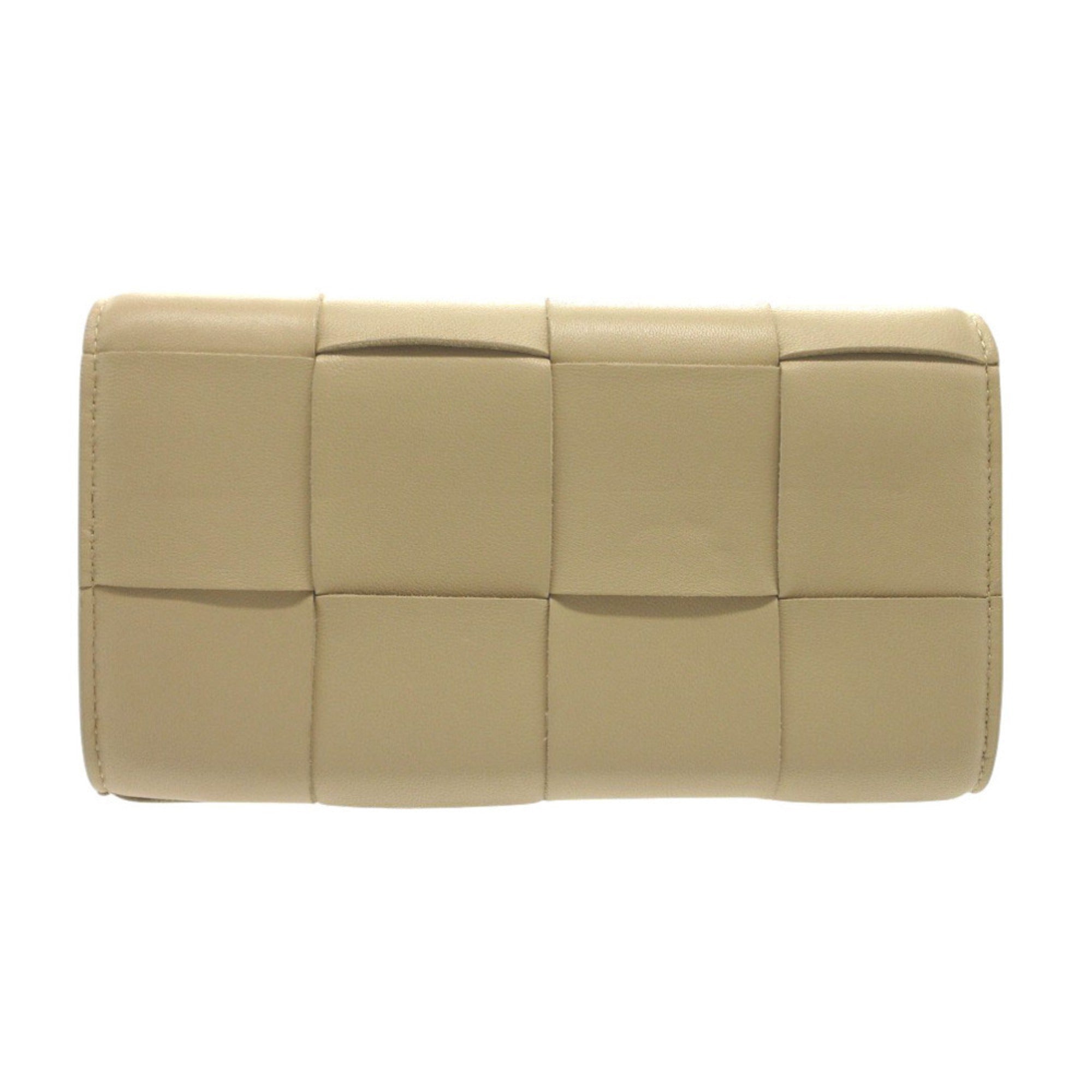 Bottega Veneta Beige Leather Long Wallet (Bi-Fold) (Pre-Owned)
