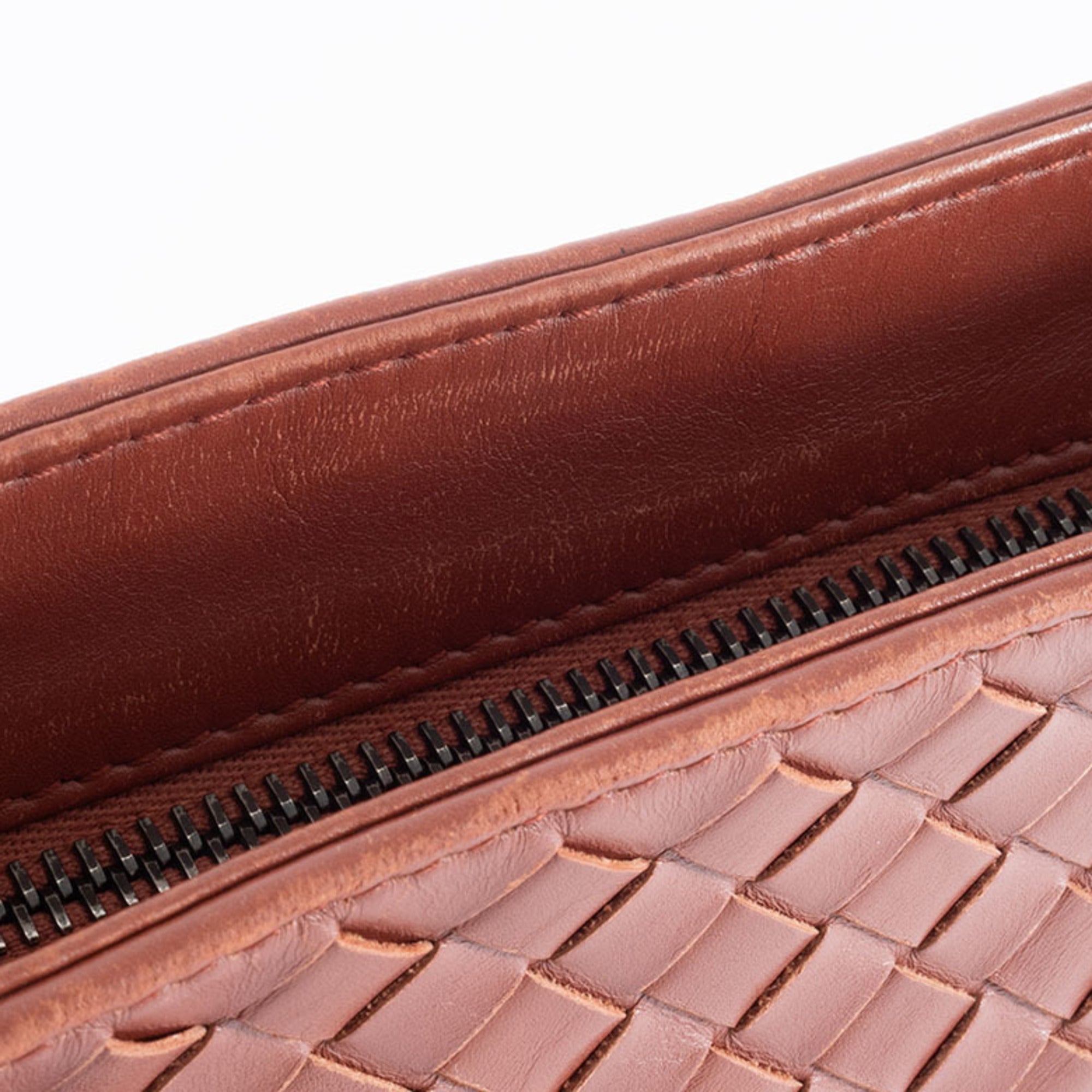 Bottega Veneta Intrecciato Brown Leather Shoulder Bag (Pre-Owned)