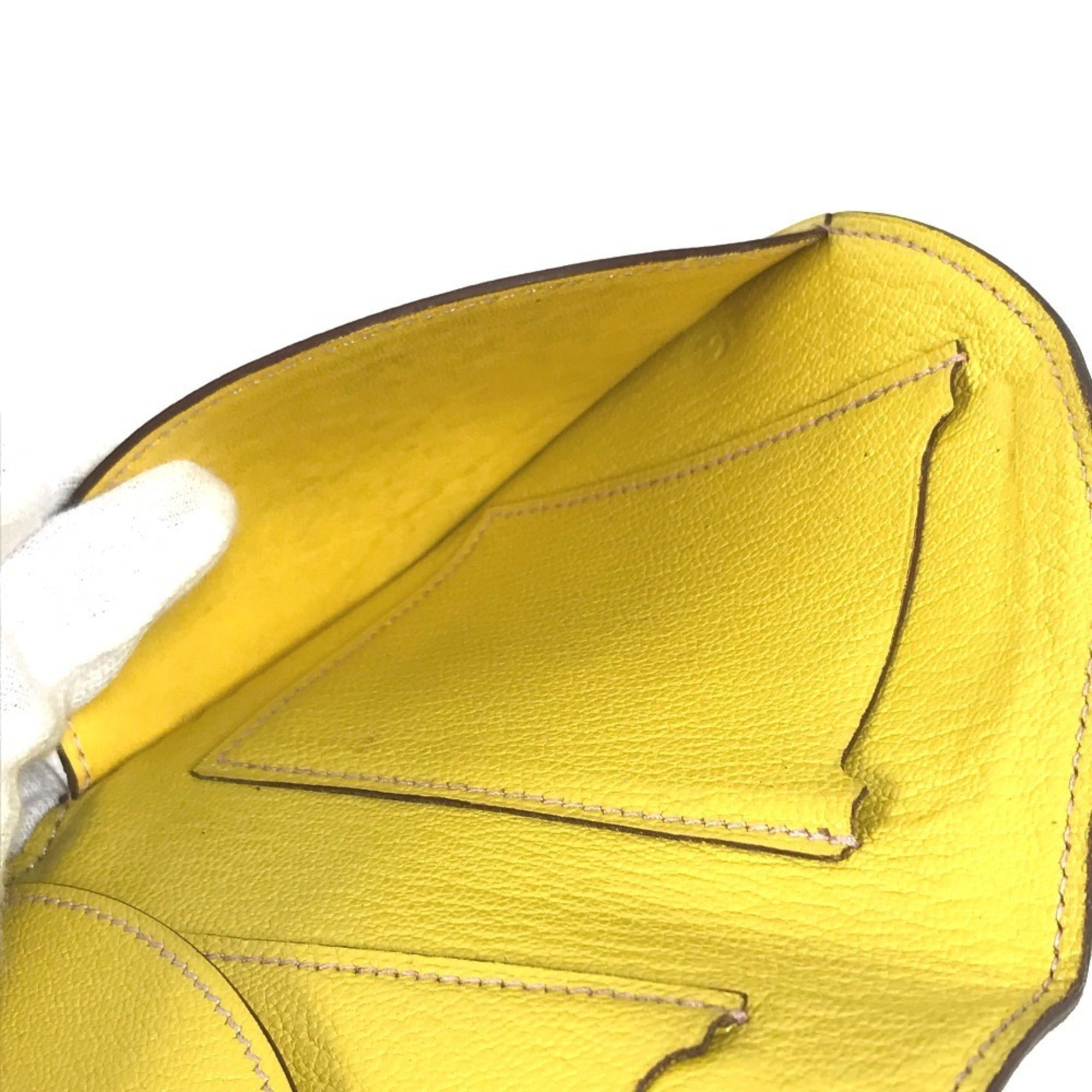 Hermes Yellow Leather Coin Purse/Coin Case (Pre-Owned)