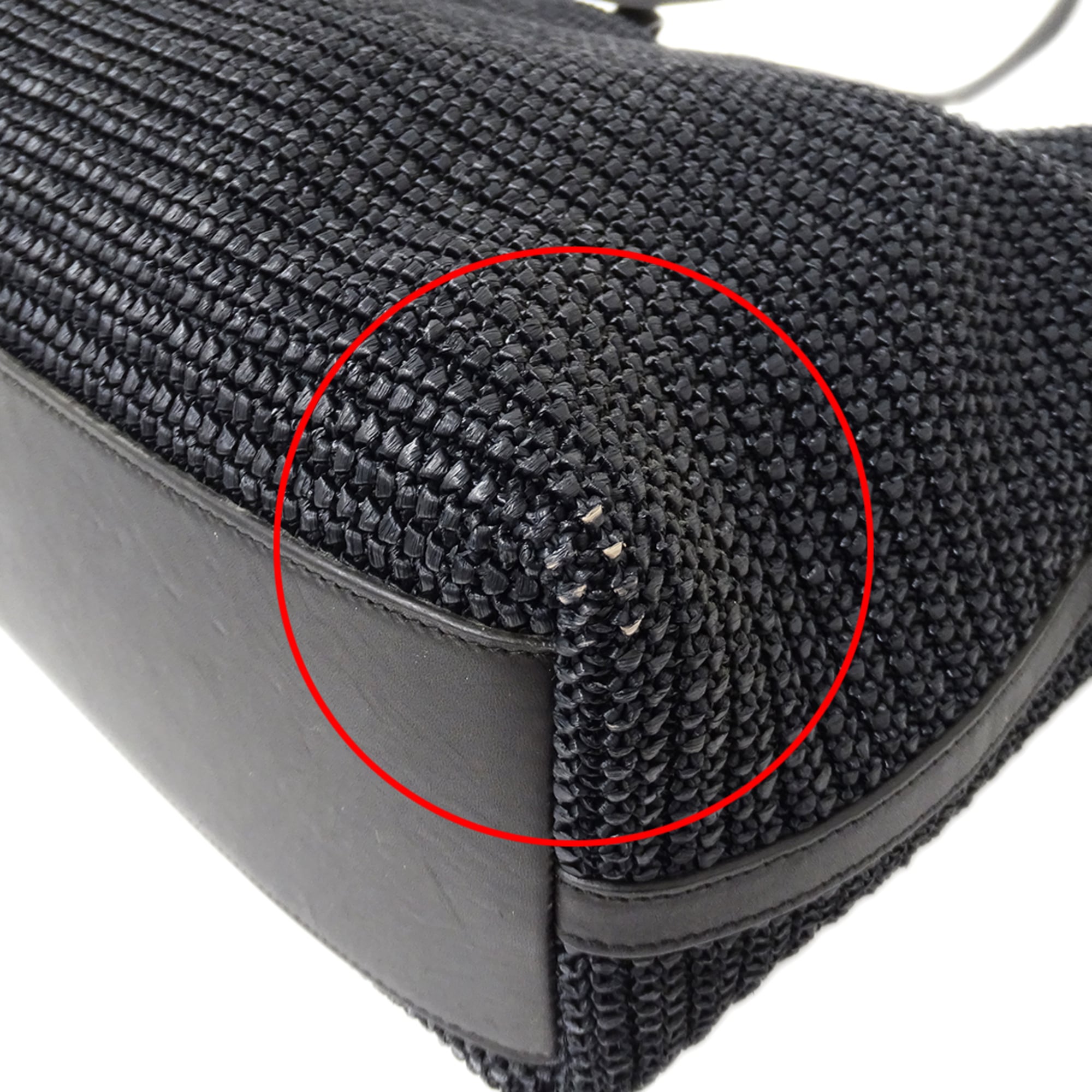 Saint Laurent Black Raffia Handbag Tote Bag (Pre-Owned)