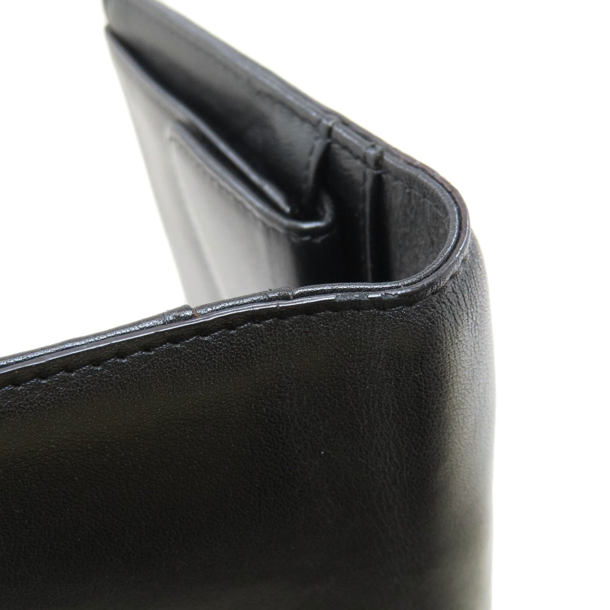 Chanel Black Leather Long Wallet (Bi-Fold) (Pre-Owned)