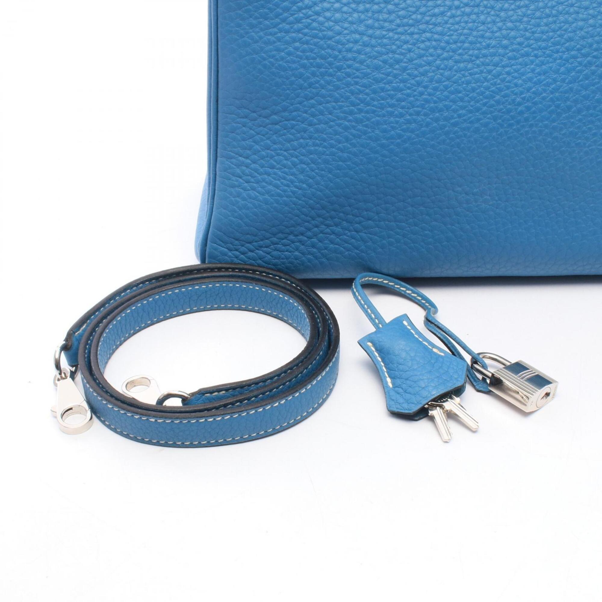Hermes Blue Blue Jean Taurillon Clemence Leather Leather Handbag (Pre-Owned)