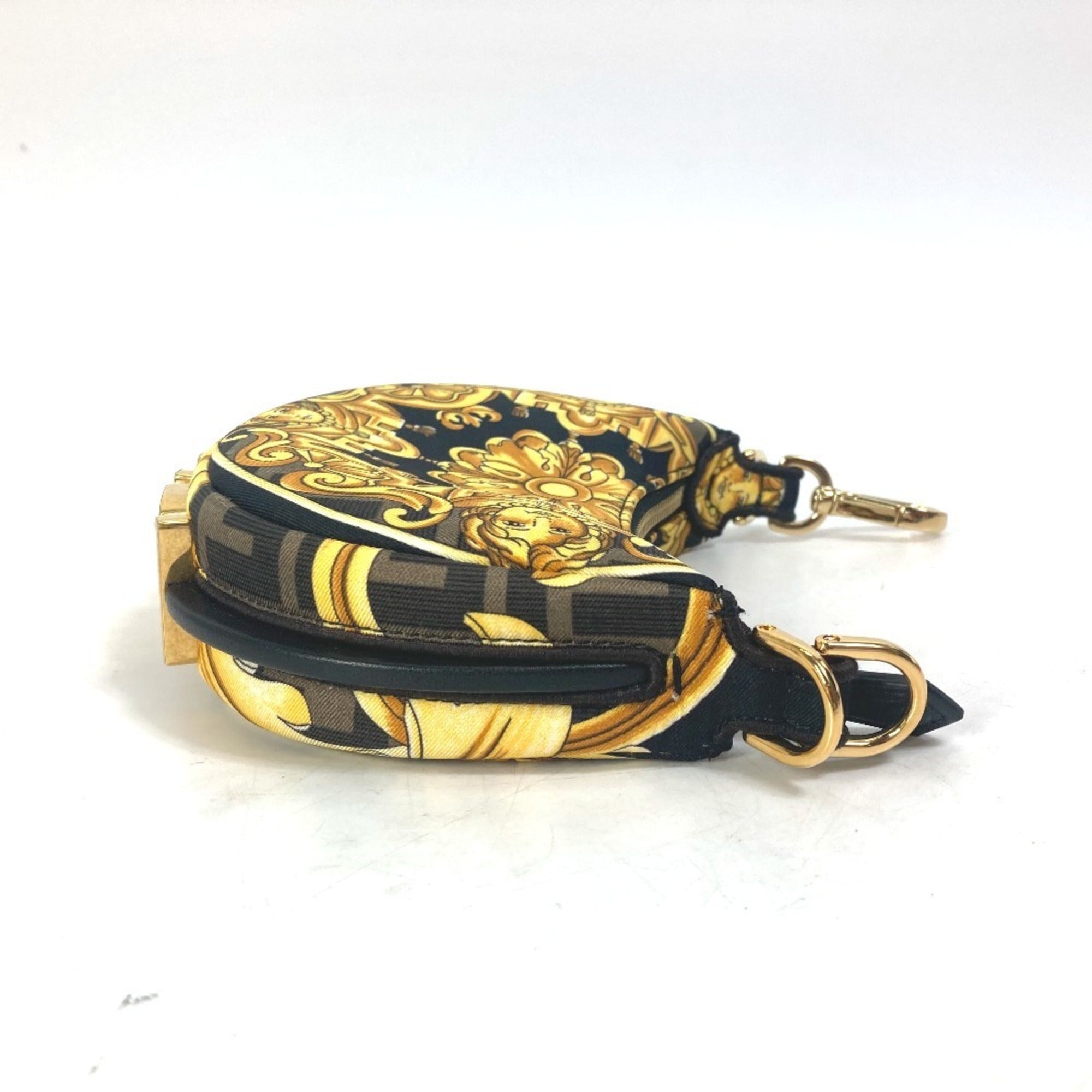 Fendi Black Yellow Nylon Leather Clutch Bag Handbag Pouch (Pre-Owned)