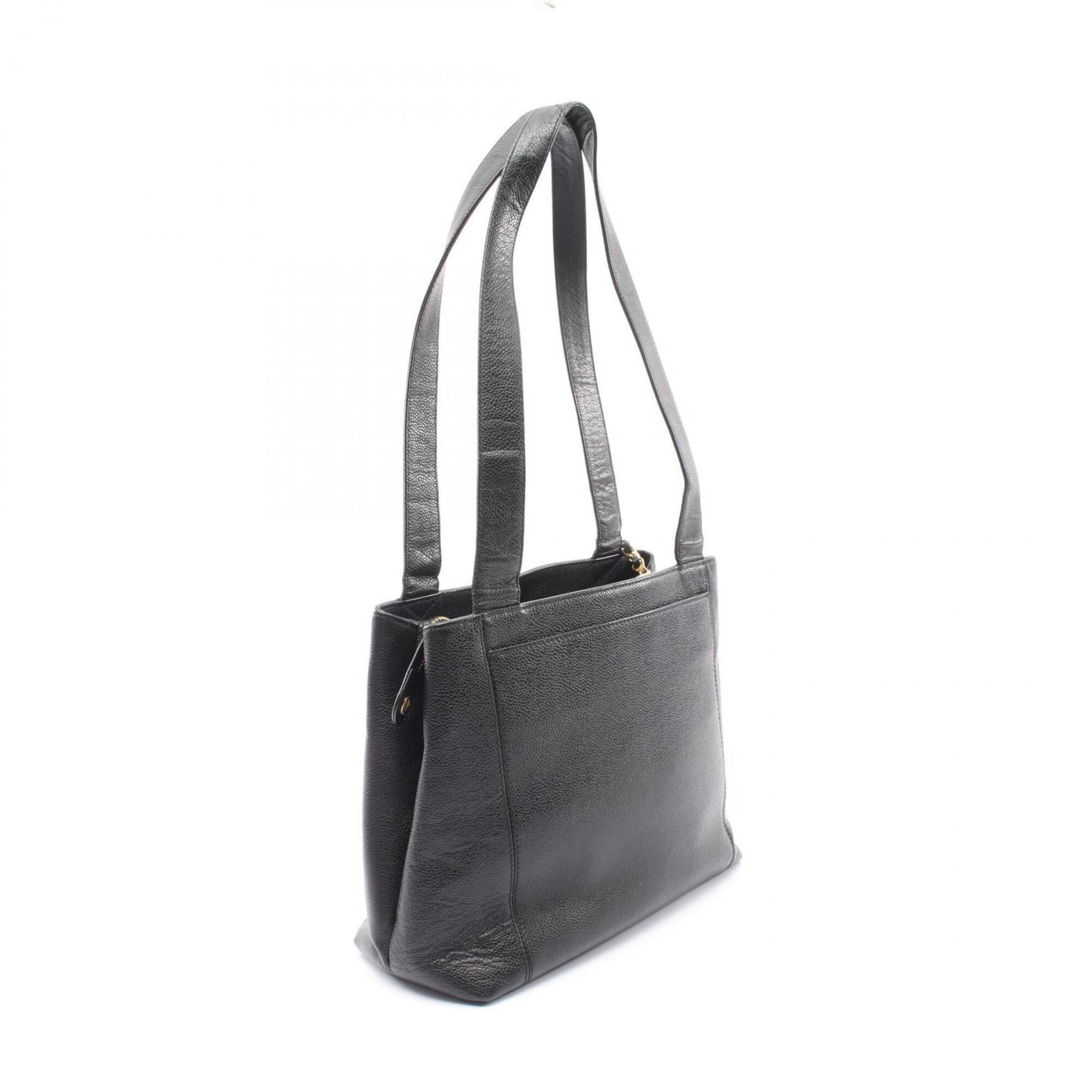 Chanel Black Leather Handbag Tote Bag (Pre-Owned)