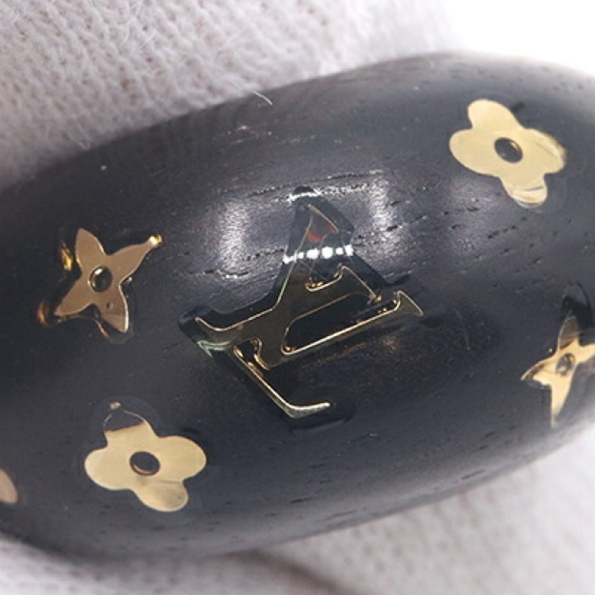 Louis Vuitton Gold Dark Brown Brass Wood Band Ring (Pre-Owned)