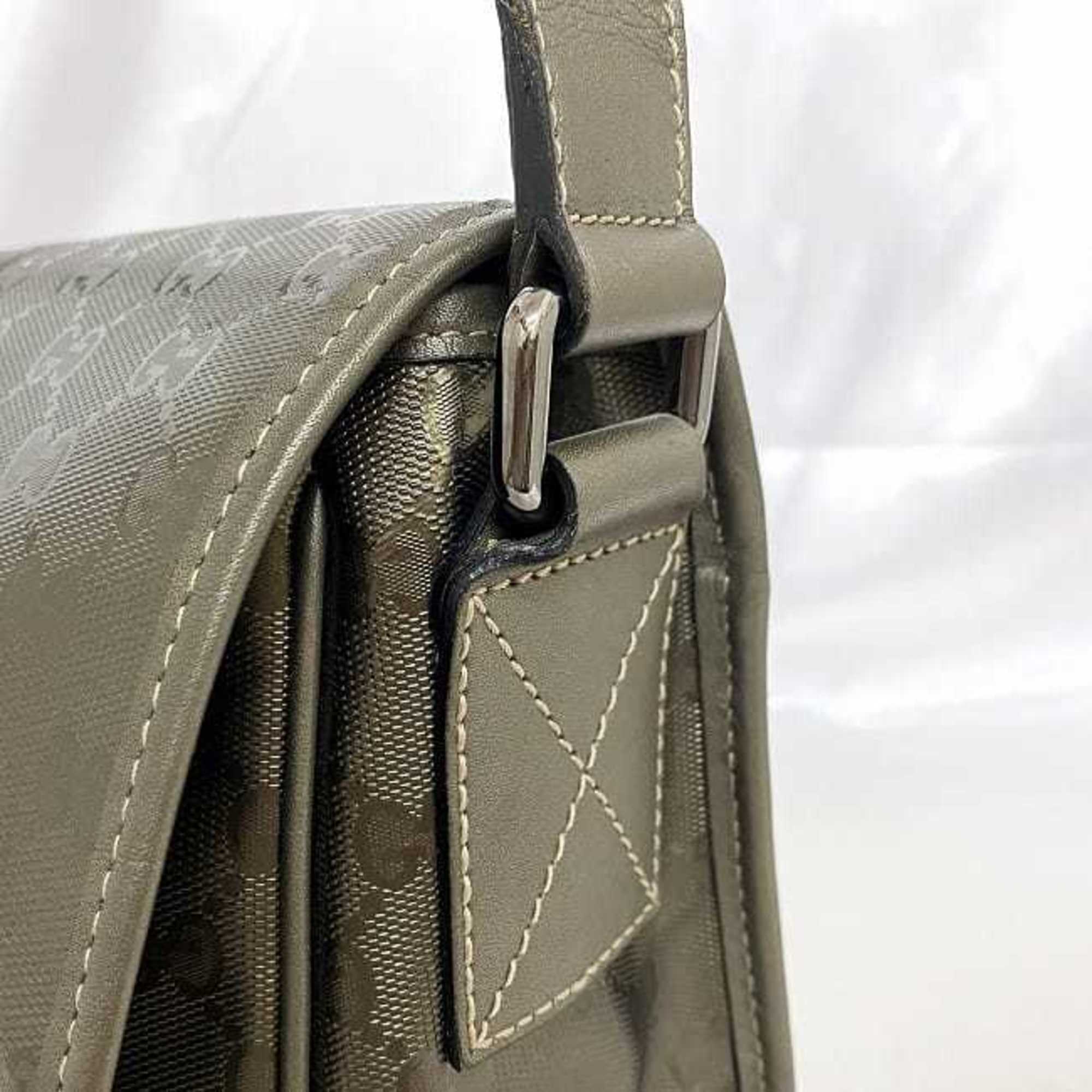 Gucci Green Khaki Coated Canvas Shoulder Bag (Pre-Owned)