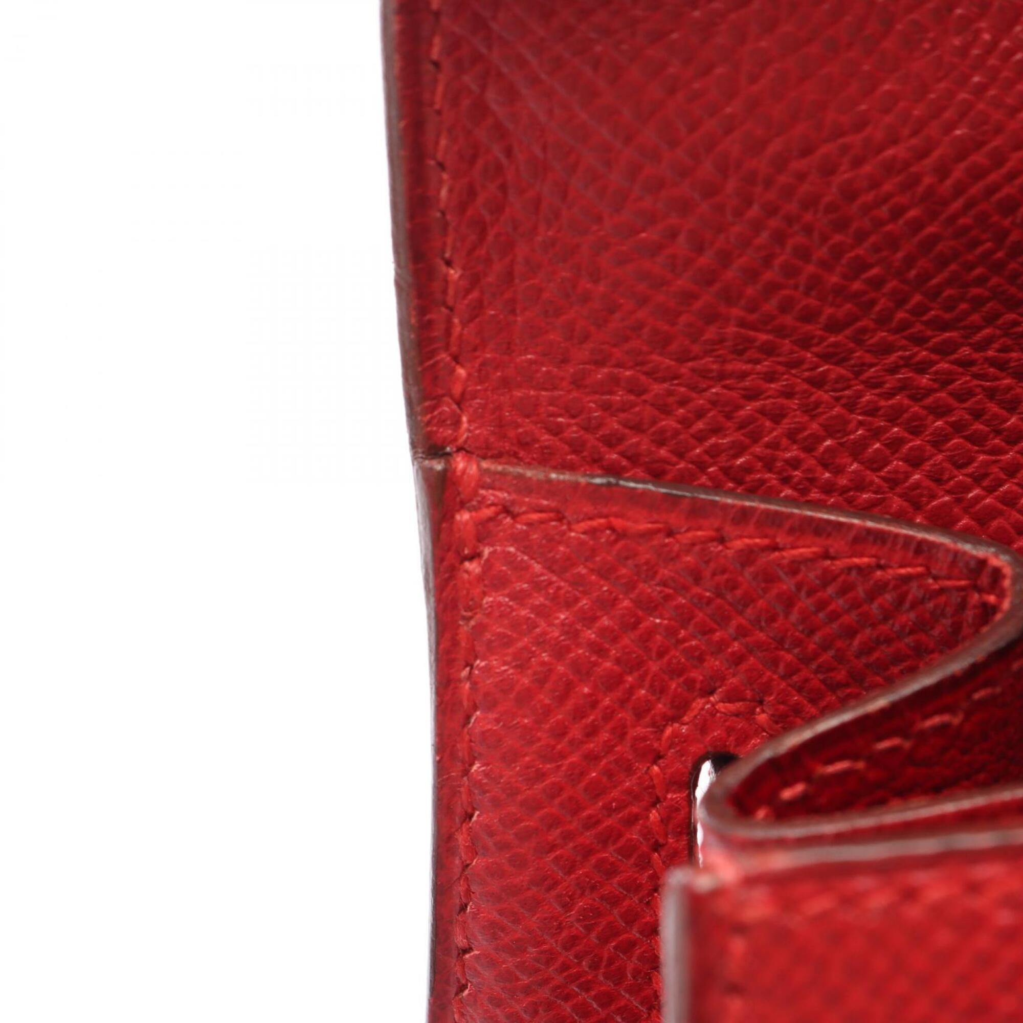 Hermes Red Color Rouge Vif Courchevel Leather Handbag (Pre-Owned)