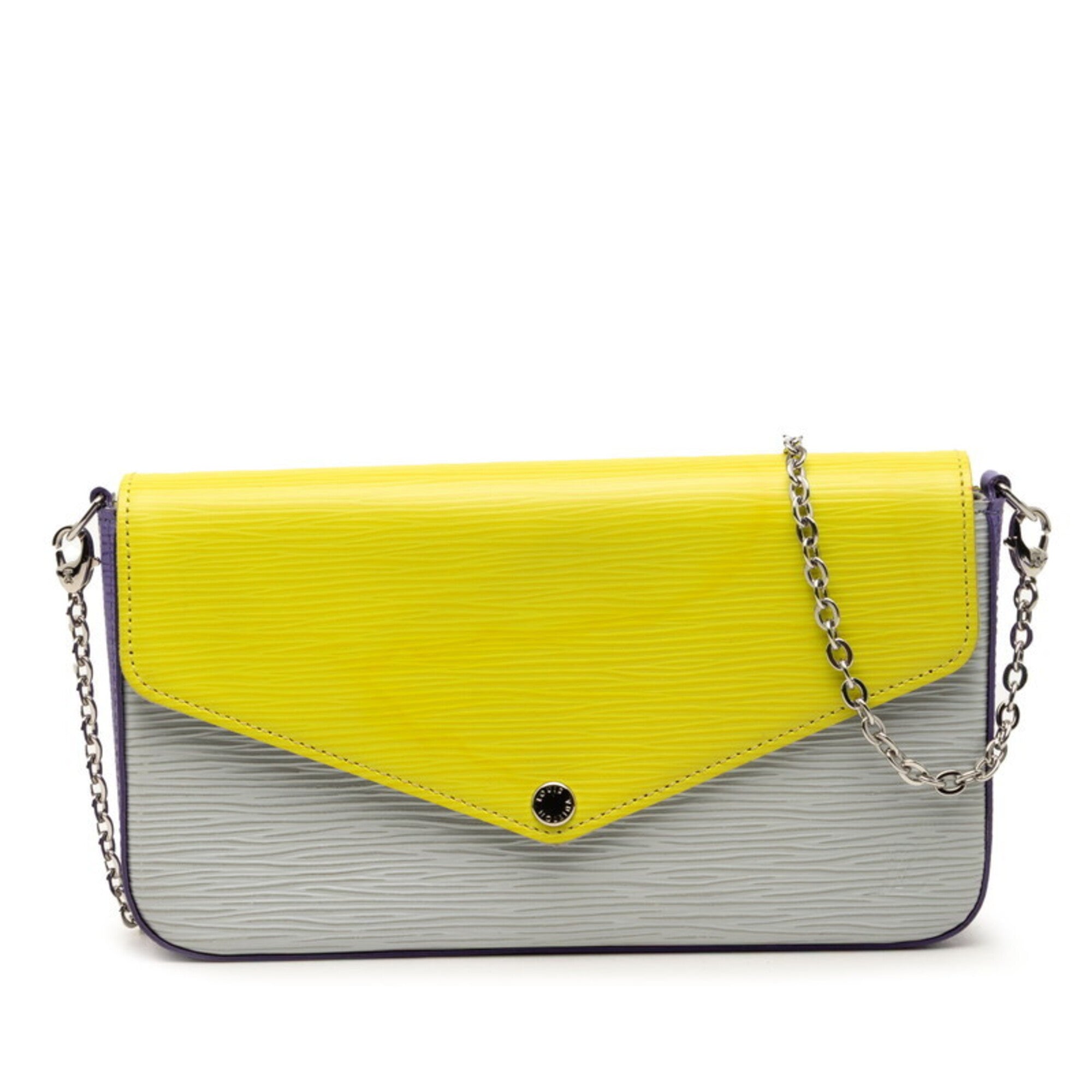 Louis Vuitton Gray Purple Yellow Leather Pochette (Pre-Owned)