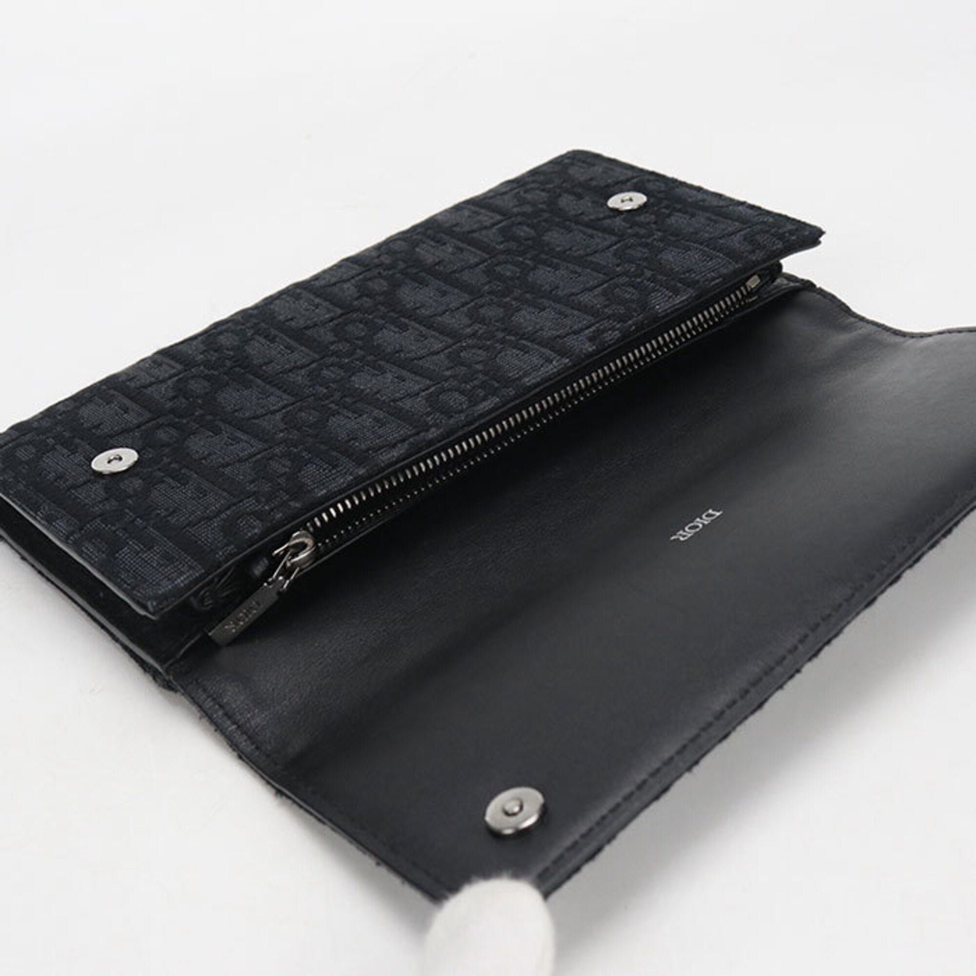 Christian Dior Black Jacquard Long Wallet (Bi-Fold) (Pre-Owned)