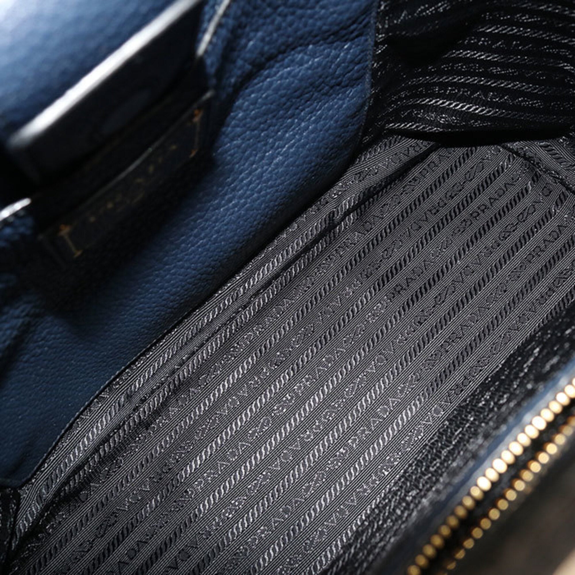 Prada Navy Leather Shoulder Bag (Pre-Owned)