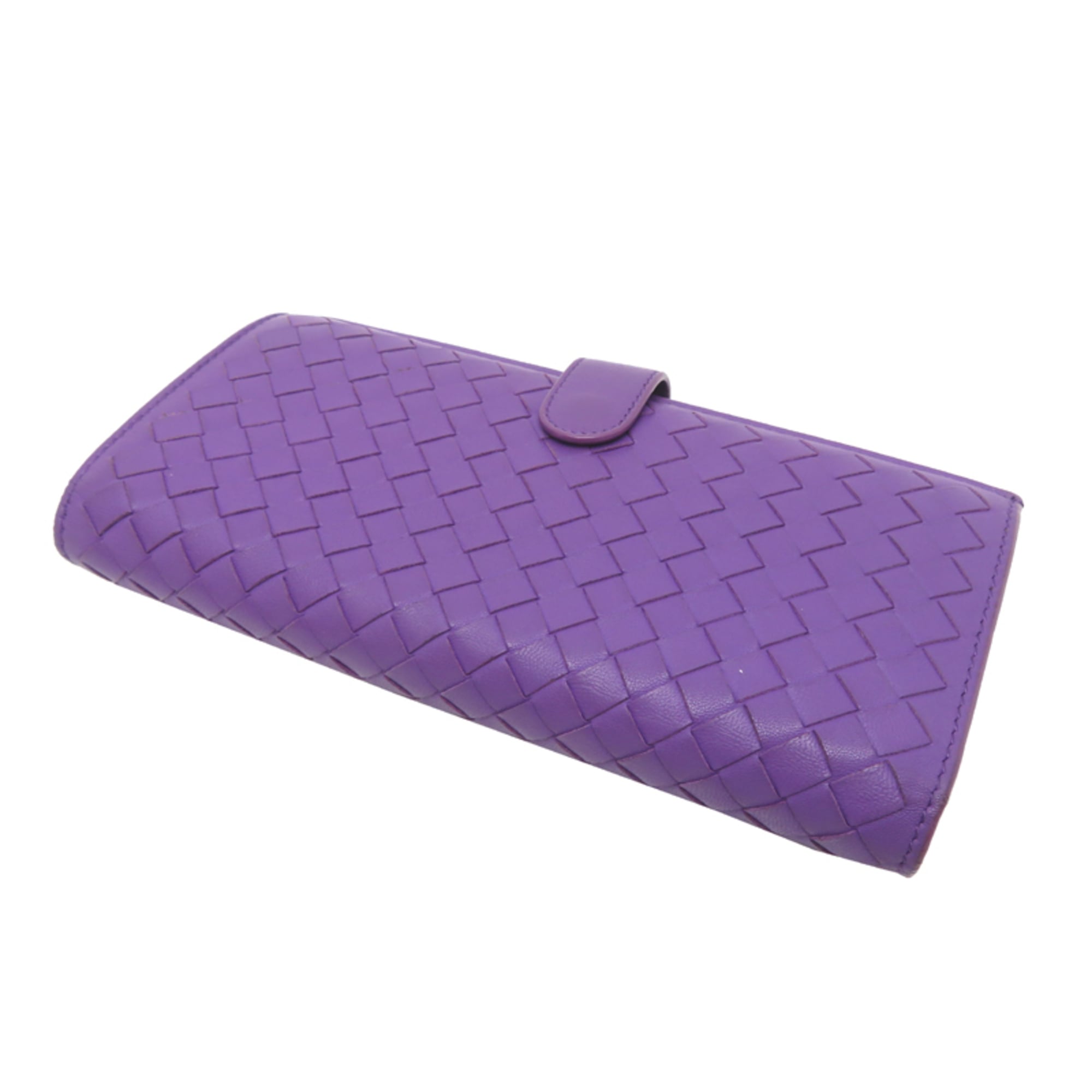 Bottega Veneta Purple Leather Long Wallet (Bi-Fold) (Pre-Owned)