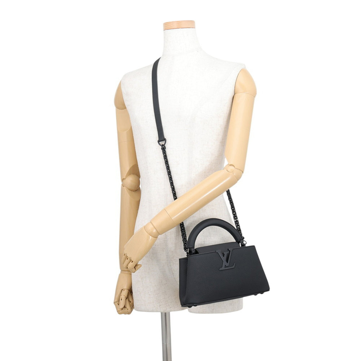 Louis Vuitton Black Leather Handbag Shoulder Bag (Pre-Owned)