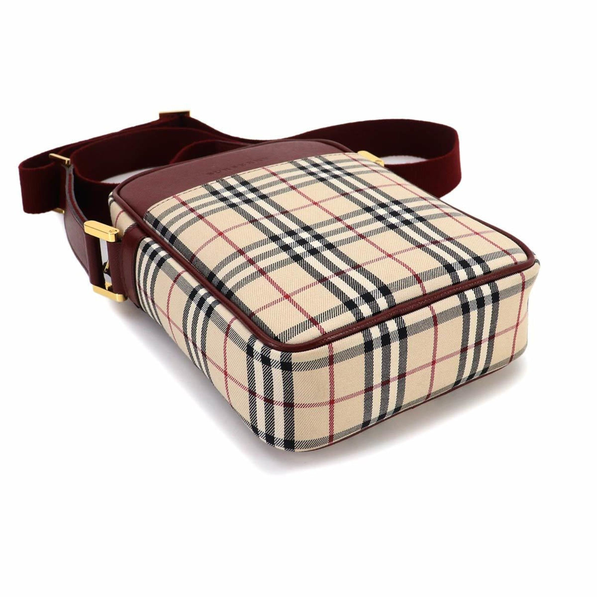 Burberry Beige Bordeaux Canvas Leather Shoulder Bag (Pre-Owned)