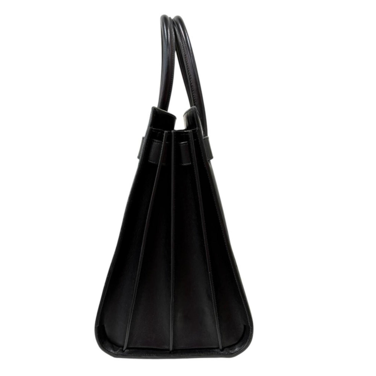 Saint Laurent Black White Canvas Leather Tote Bag (Pre-Owned)