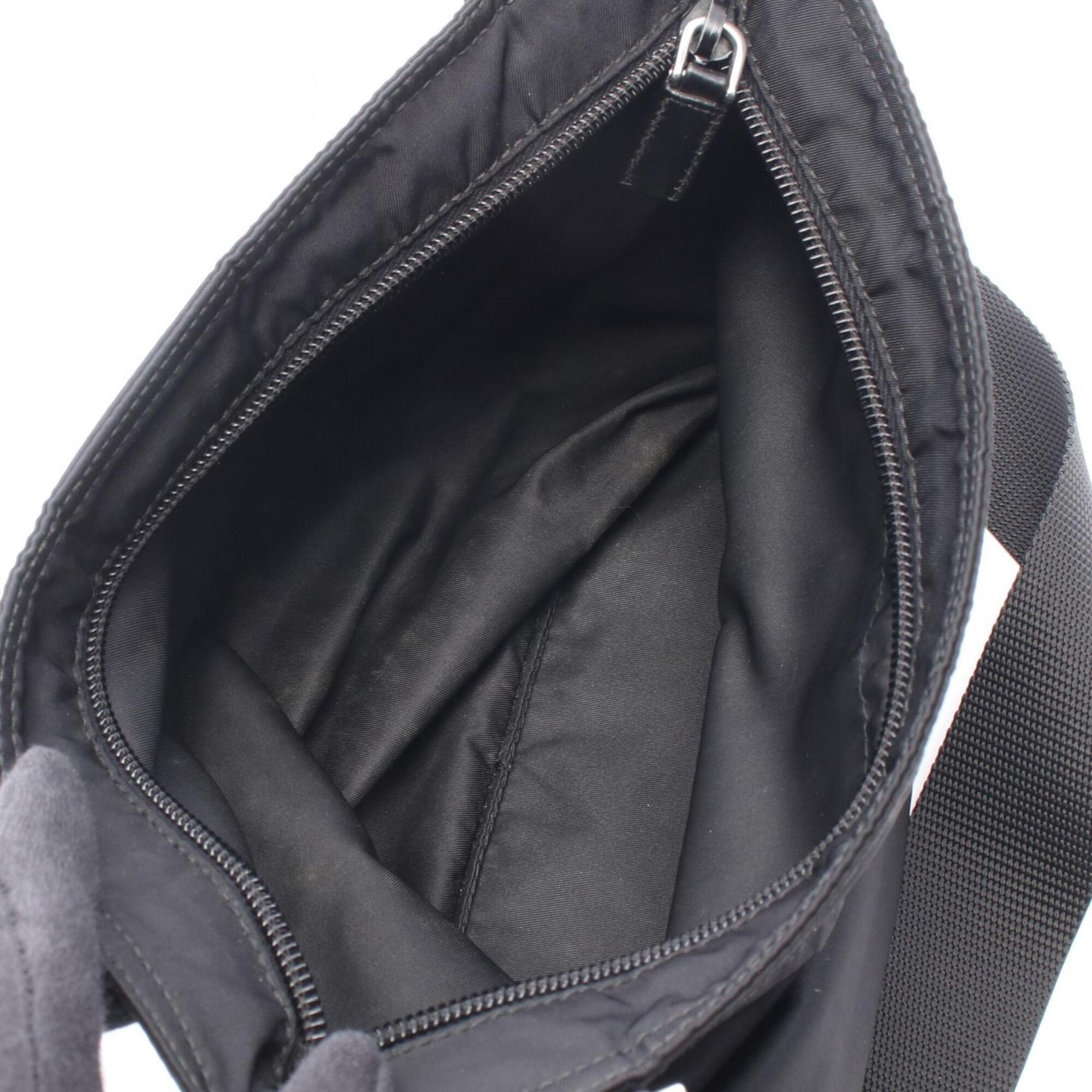 Prada Black Nylon Leather Handbag Shoulder Bag (Pre-Owned)