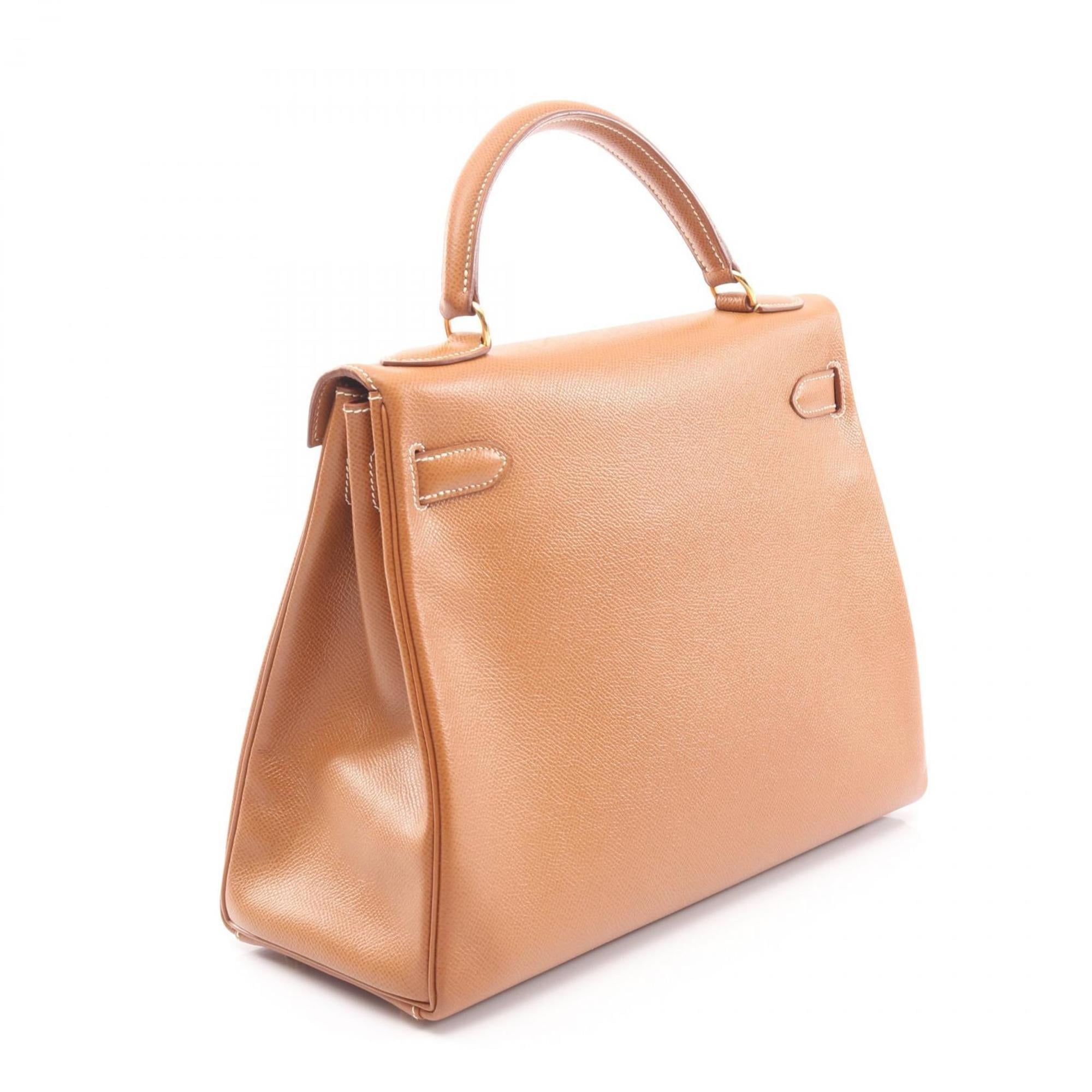 Hermes Brown Gold Brown Courchevel Leather Leather Handbag (Pre-Owned)