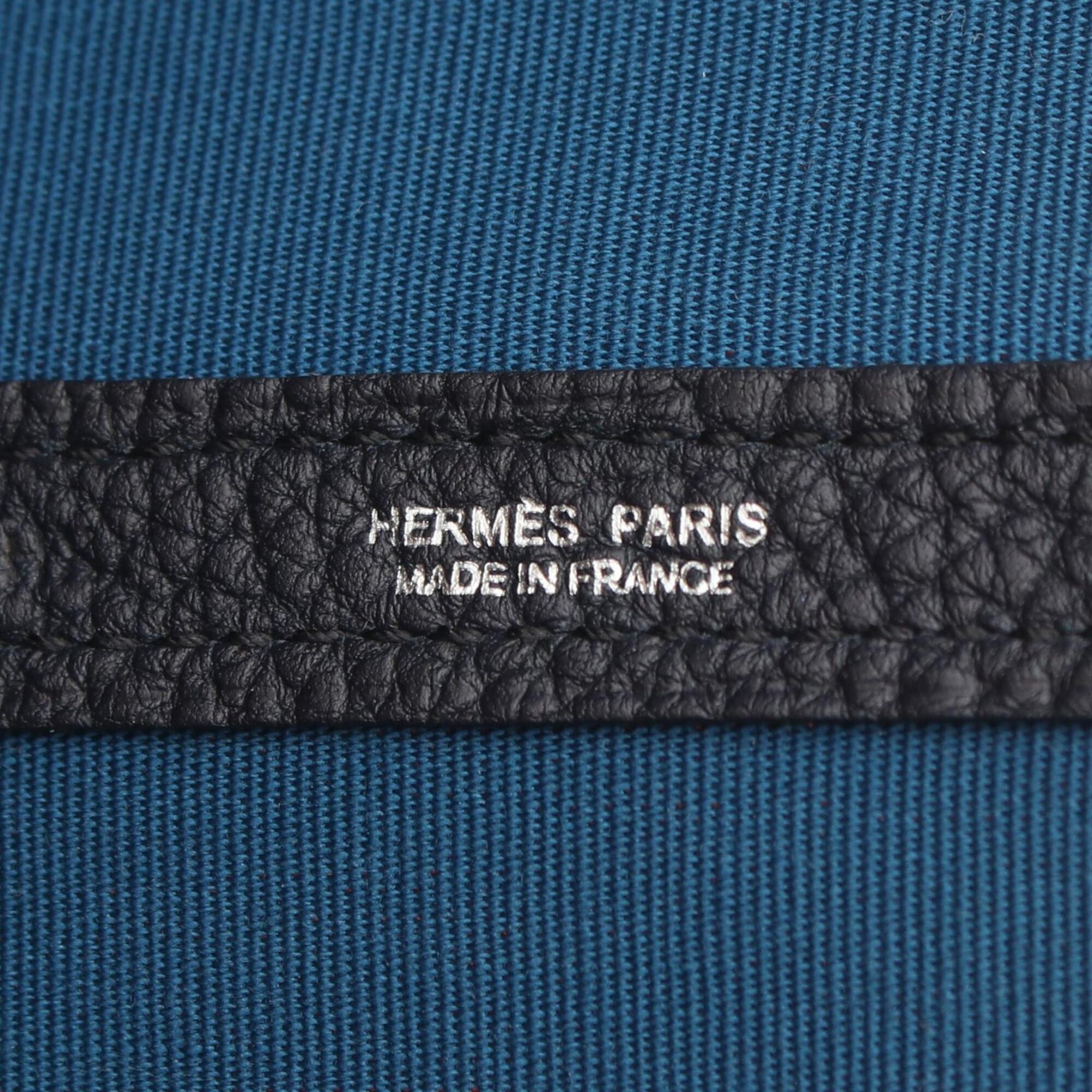 Hermes Blue Indigo Navy Orange Canvas Handbag Tote Bag (Pre-Owned)