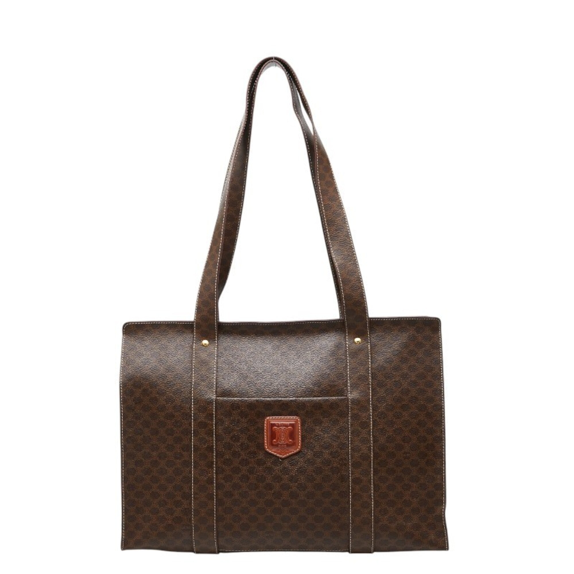 Celine Macadam Brown Pvc Leather Handbag Tote Bag (Pre-Owned)