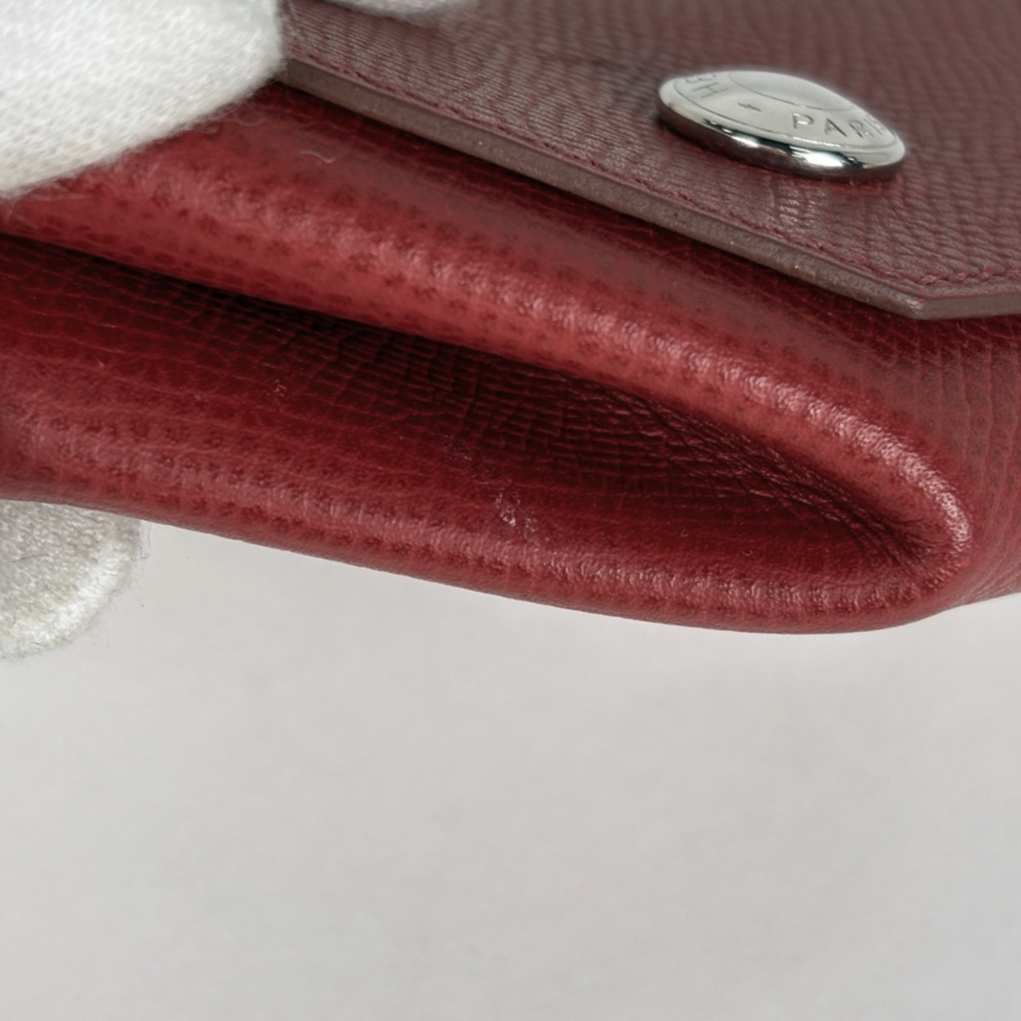 Hermes Red Color Epsom Leather Coin Purse/Coin Case (Pre-Owned)