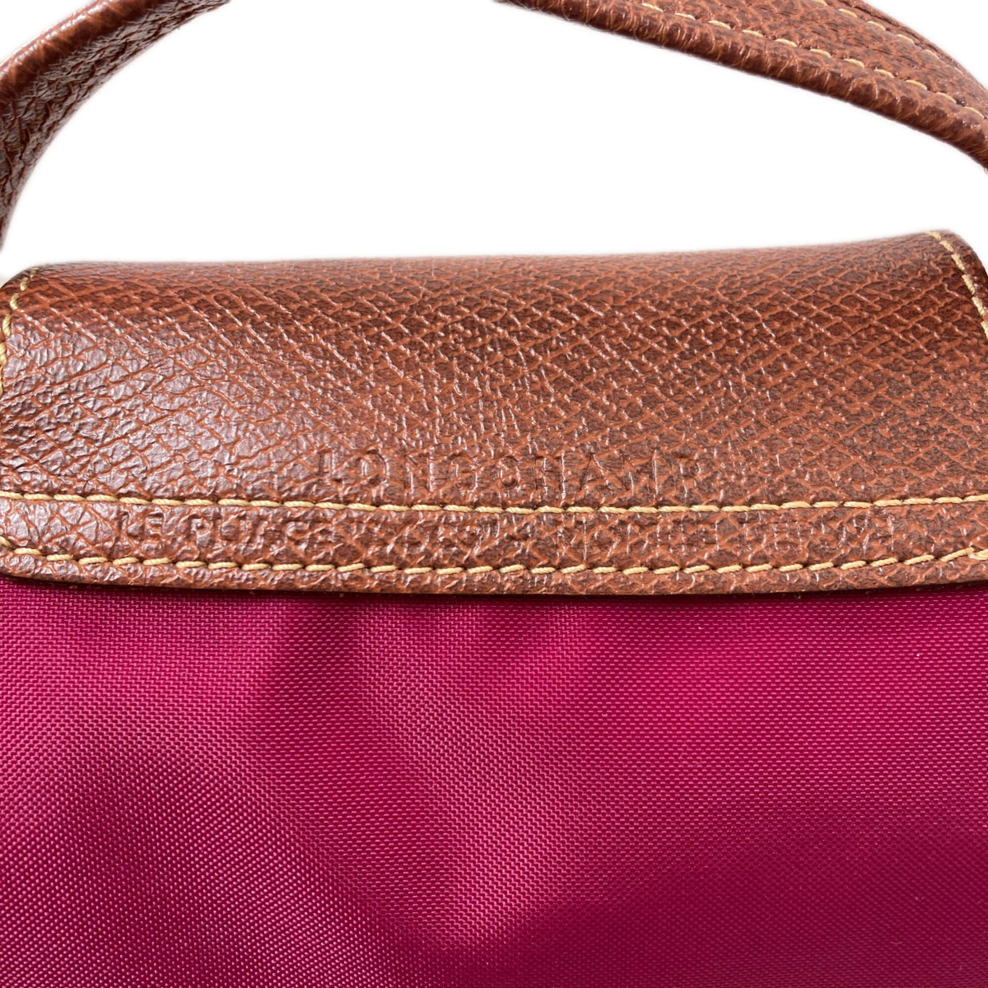 Longchamp Red Color Nylon Handbag (Pre-Owned)
