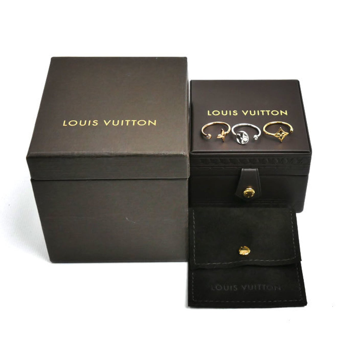 Louis Vuitton Yellow Gold (18K) Pink Gold (18K) White Gold (18K) Band Ring (Pre-Owned)