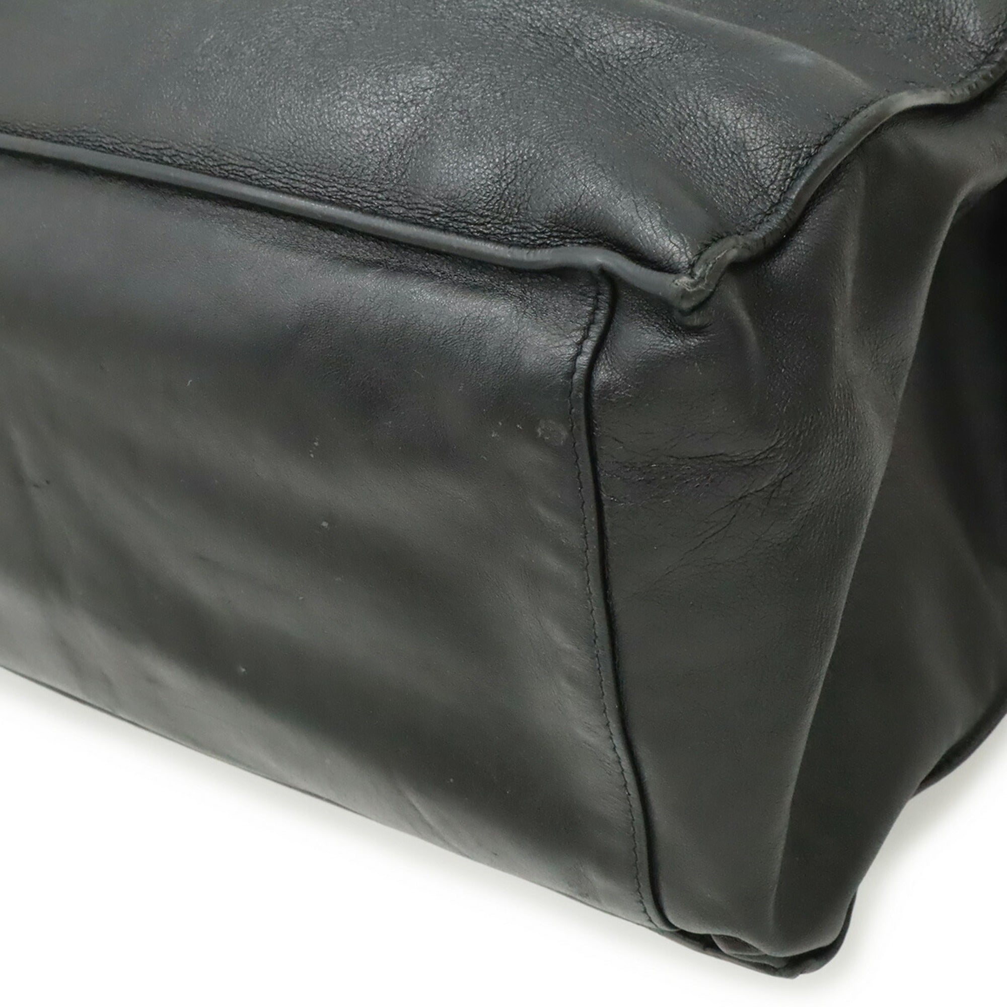 Yves Saint Laurent Black Leather Shoulder Bag Tote Bag (Pre-Owned)