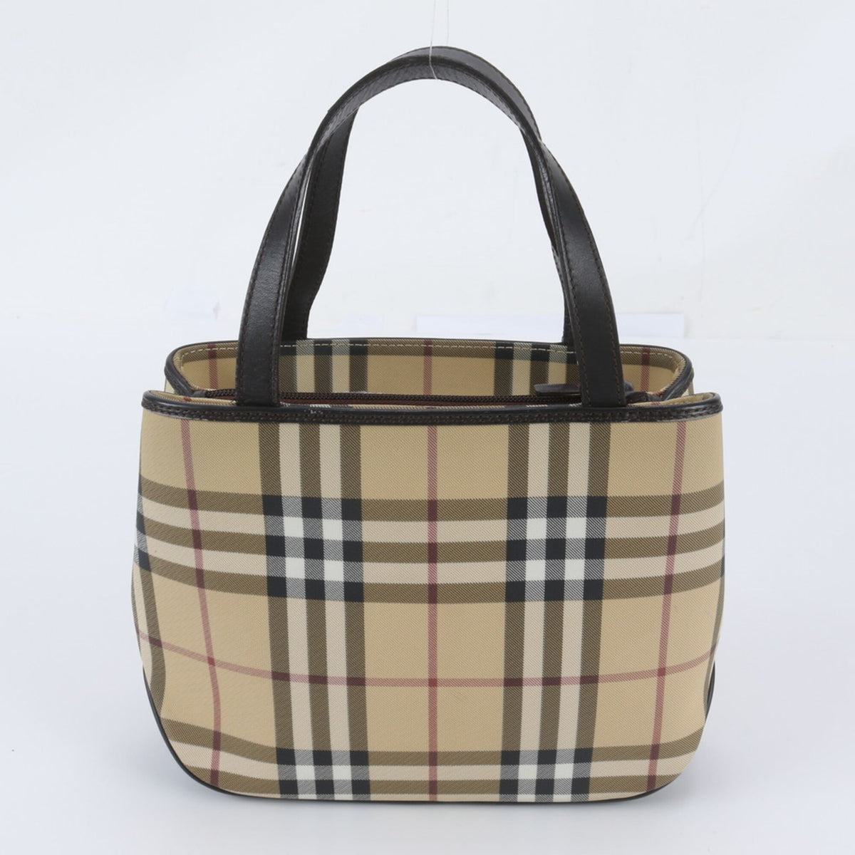 Burberry Brown Leather Coated Canvas Handbag Tote Bag (Pre-Owned)