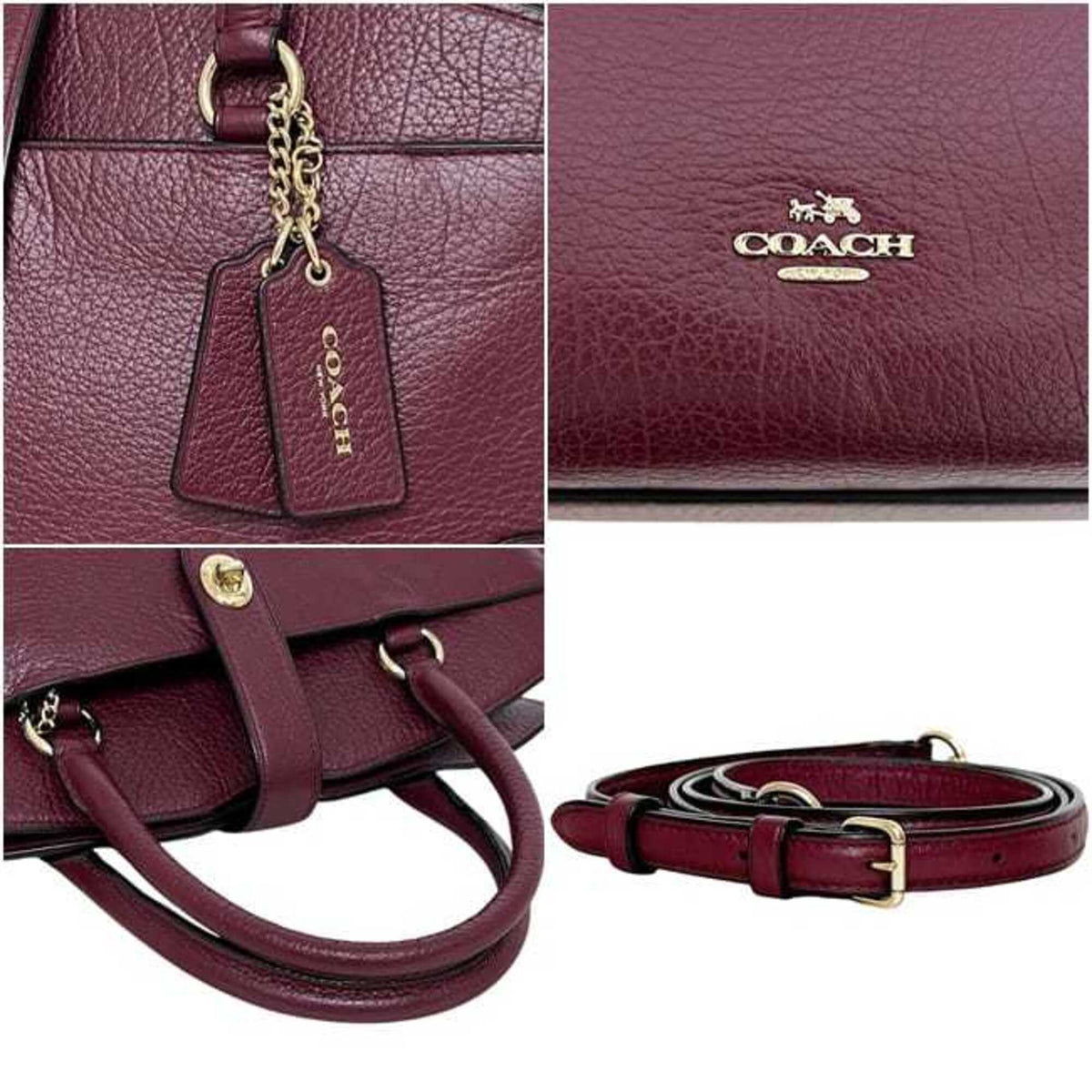 Coach Bordeaux Leather Handbag Shoulder Bag (Pre-Owned)