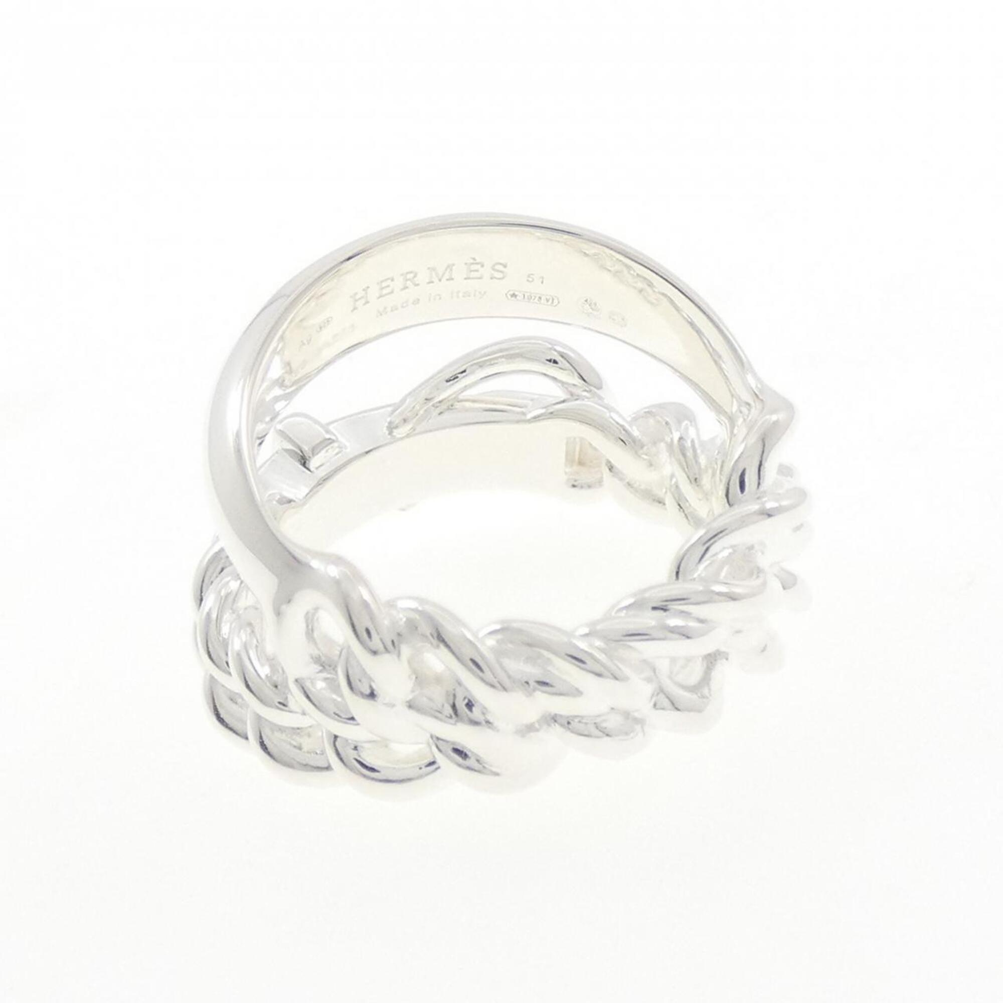 Hermes Silver Silver 925 Band Ring (Pre-Owned)