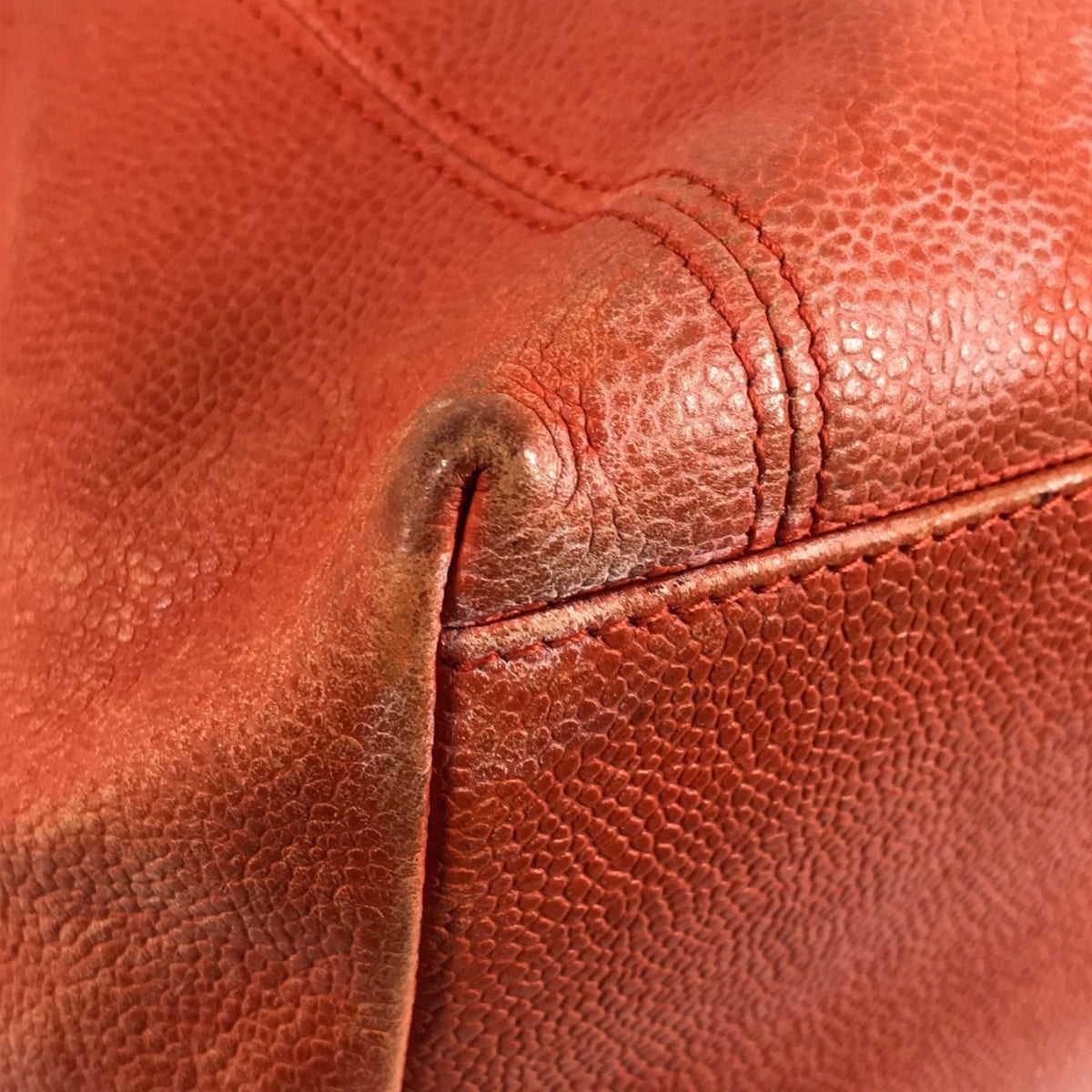 Chanel Orange Grained Calfskin Shoulder Bag Tote Bag (Pre-Owned)