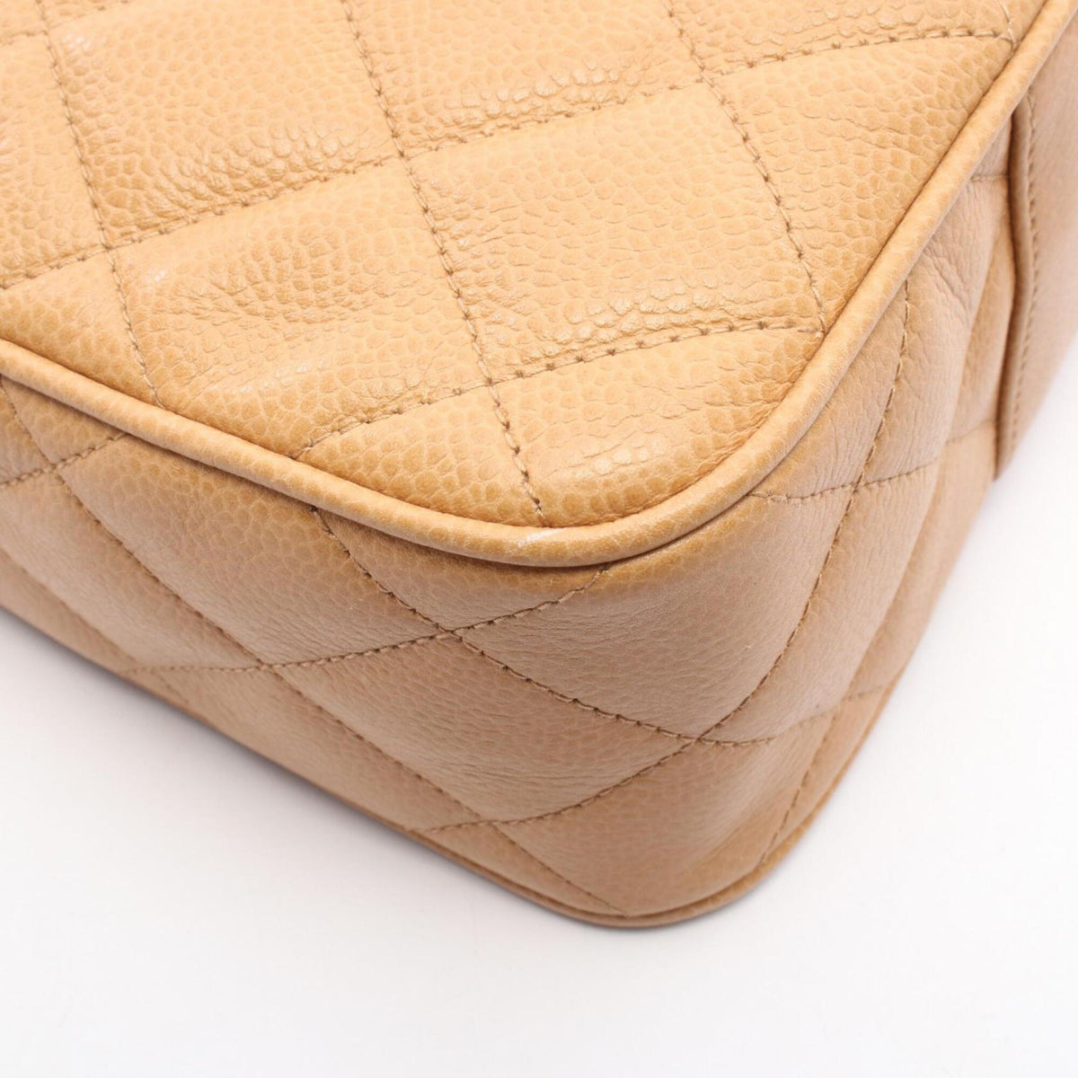 Chanel Beige Grained Calfskin Handbag Shoulder Bag (Pre-Owned)