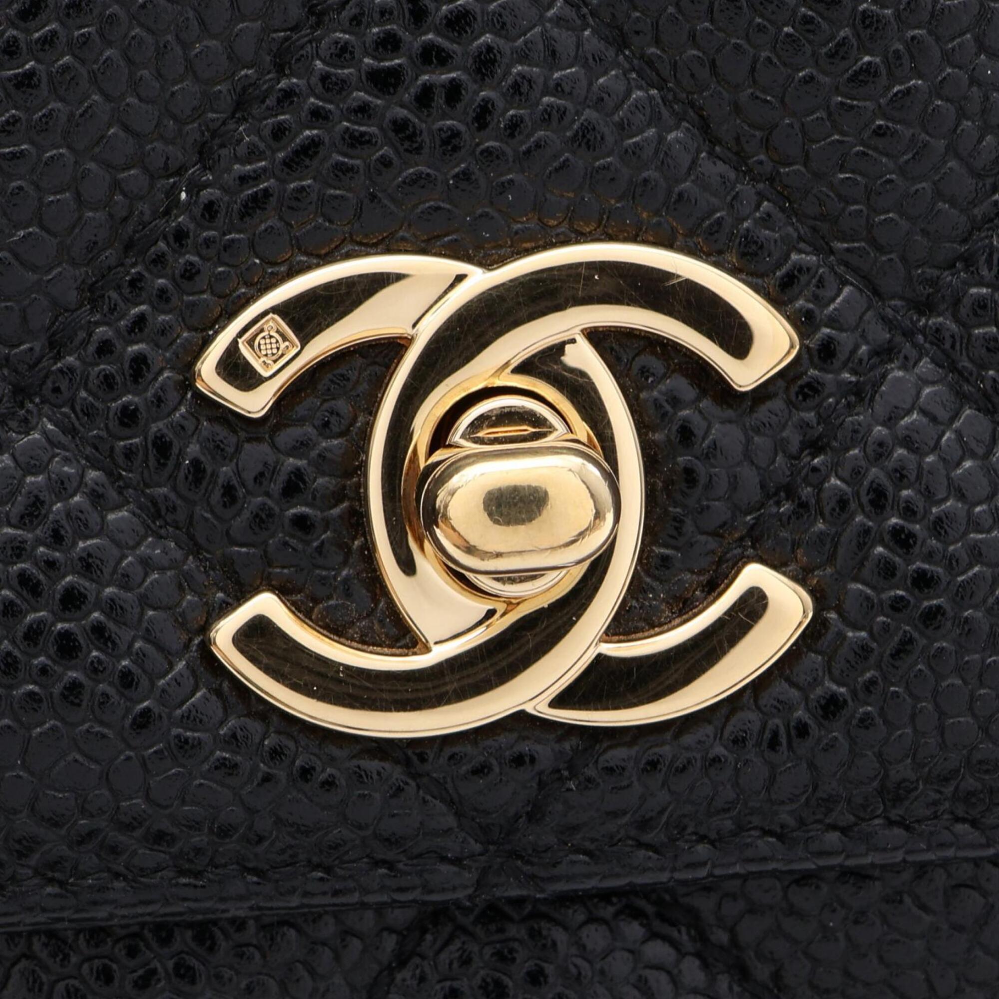 Chanel Black Grained Calfskin Handbag (Pre-Owned)