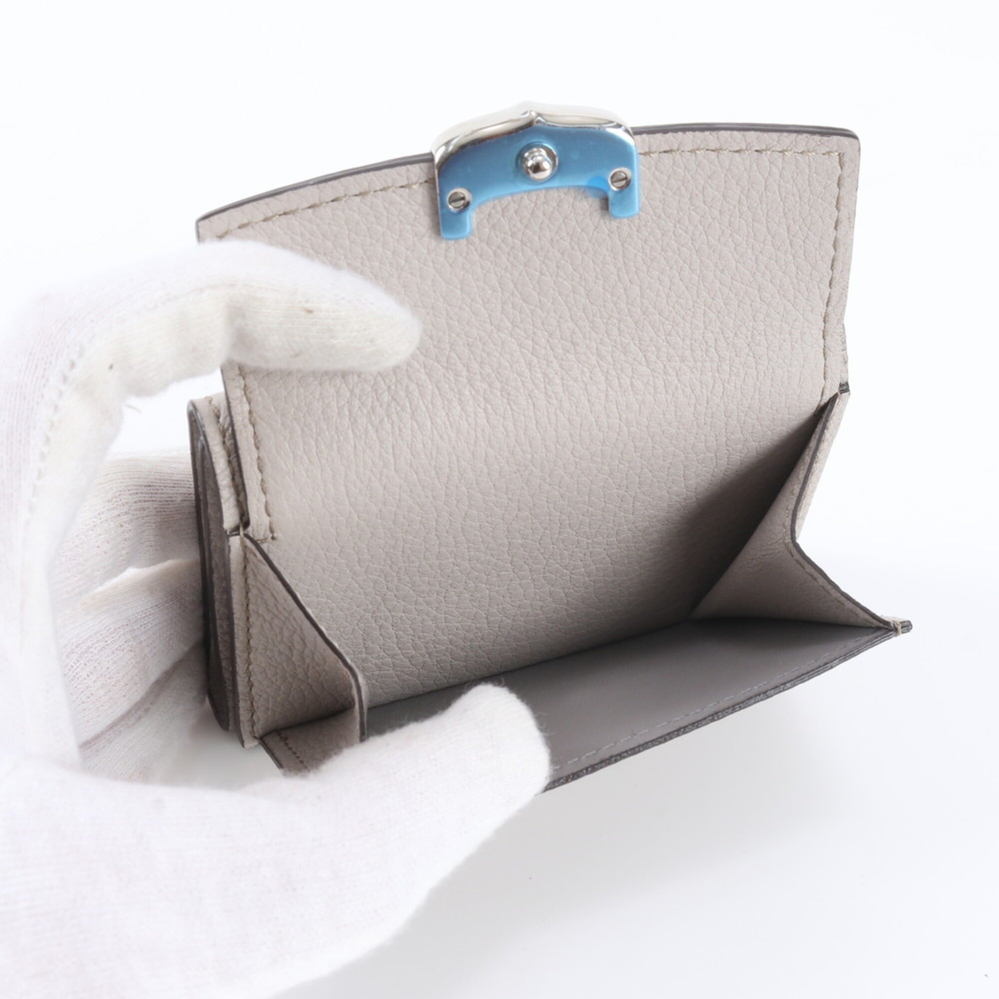 Cartier C De Cartier Beige Leather Wallet (Tri-Fold) (Pre-Owned)