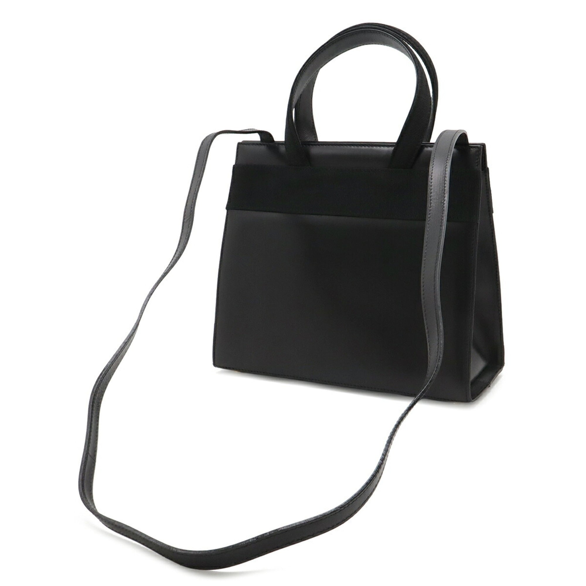 Salvatore Ferragamo Black Leather Handbag Shoulder Bag (Pre-Owned)