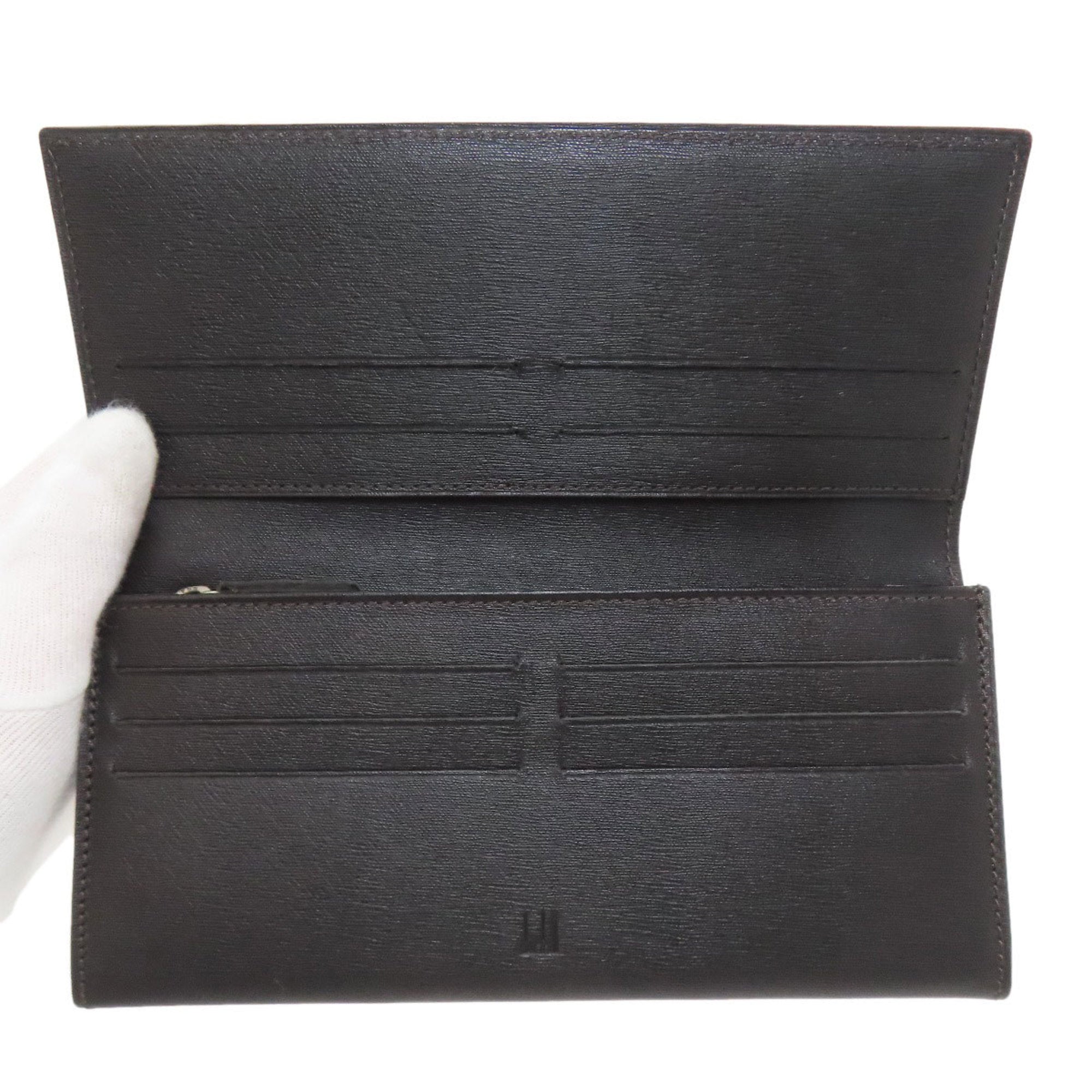 Dunhill Dark Brown Leather Long Wallet (Bi-Fold) (Pre-Owned)