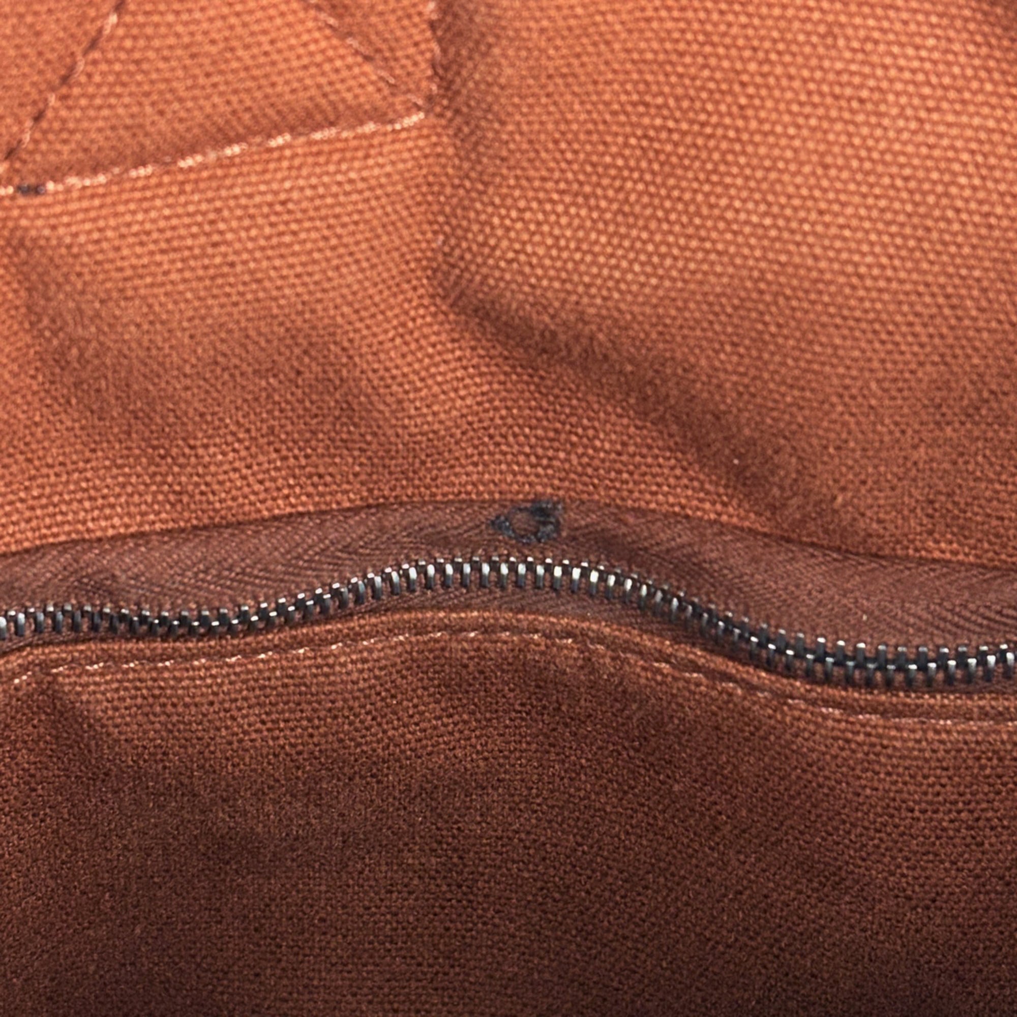 Hermes Saxon Brown Toile H Leather Handbag (Pre-Owned)