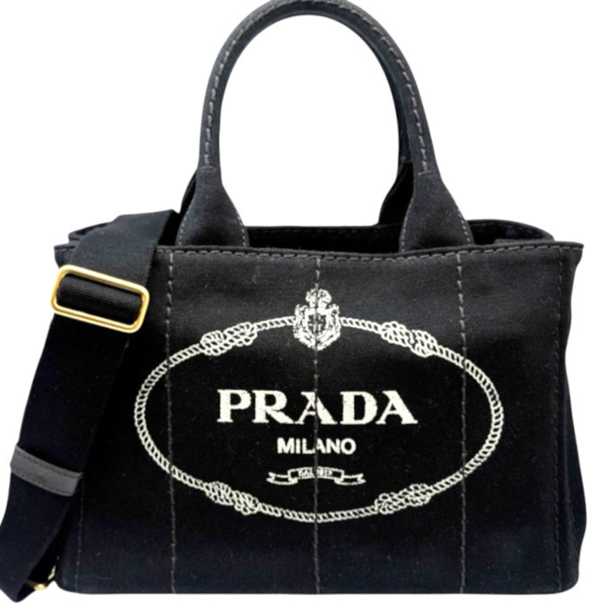 Prada Black Canvas Handbag Shoulder Bag (Pre-Owned)