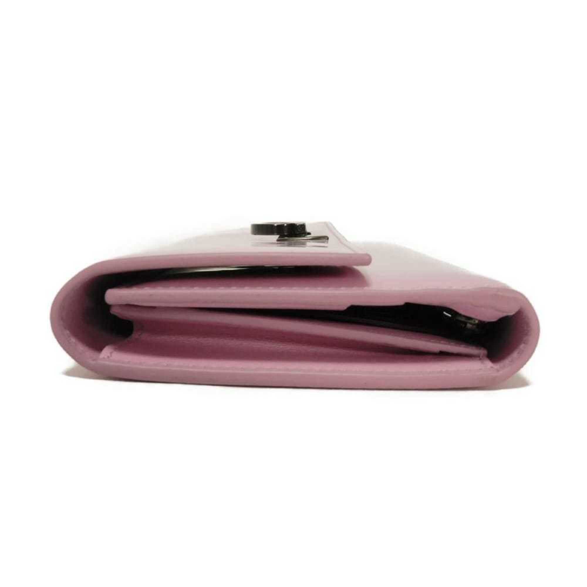 Salvatore Ferragamo Pink Leather Long Wallet (Tri-Fold) (Pre-Owned)
