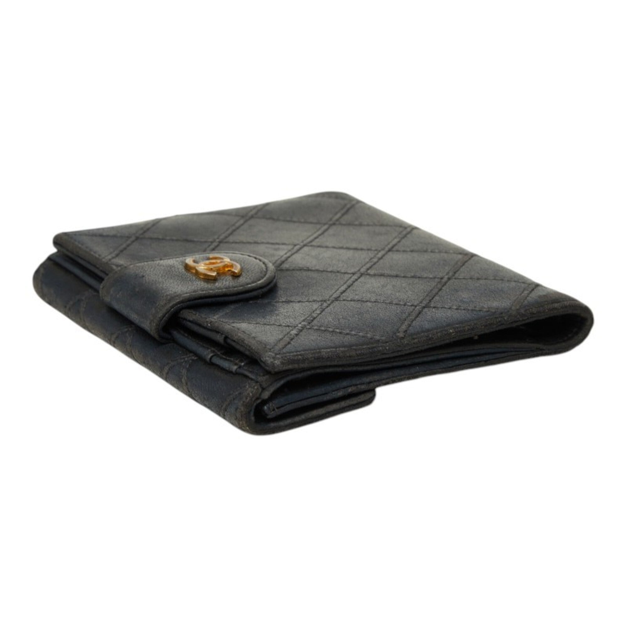 Chanel Black Leather Wallet (Bi-Fold) (Pre-Owned)