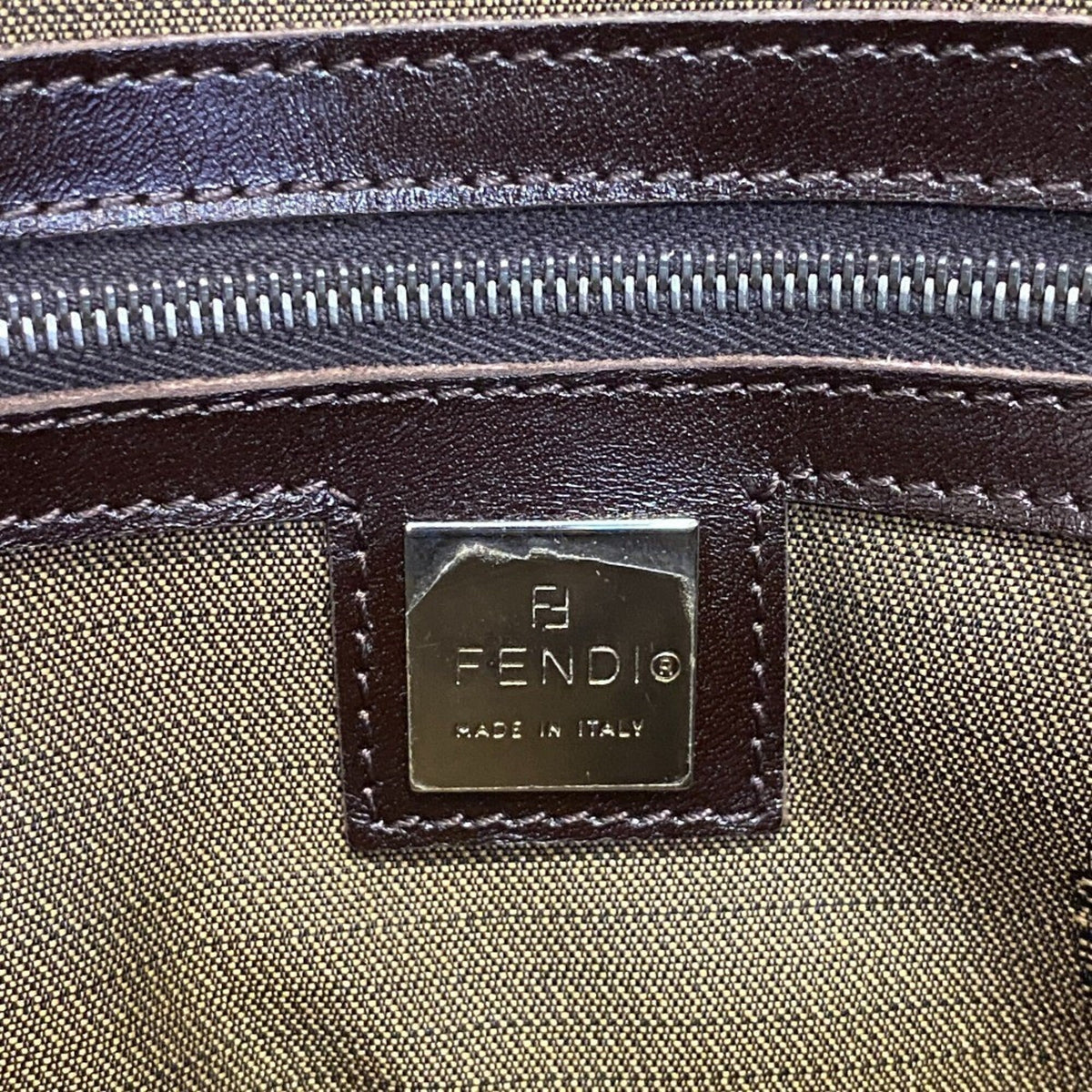 Fendi Zucca Brown Leather Handbag (Pre-Owned)