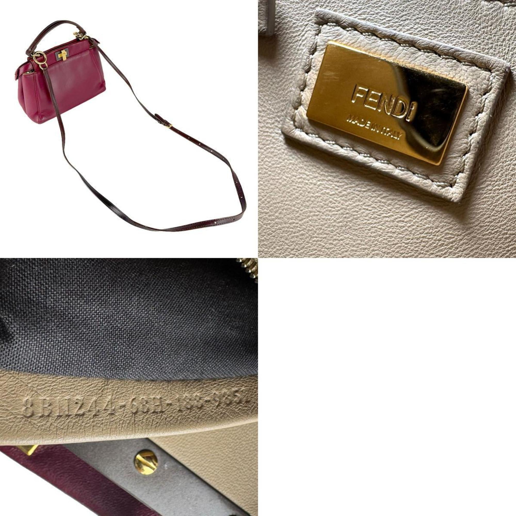 Fendi Brown Wine Leather Handbag Shoulder Bag (Pre-Owned)